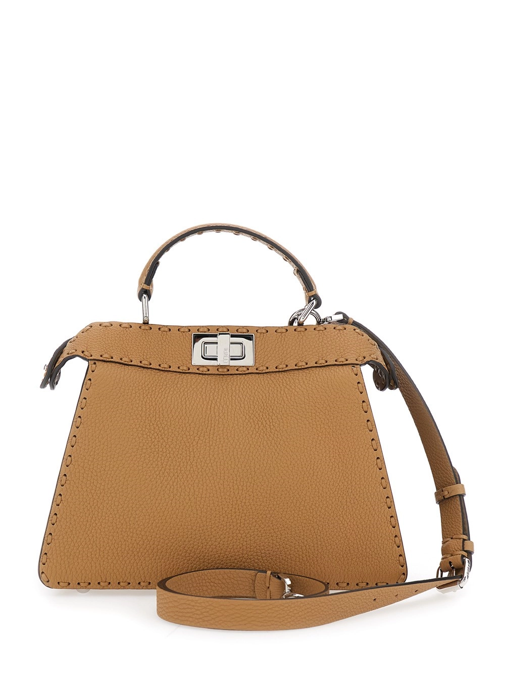 Beige Handtasche "Peekaboo ISeeU Small" mit Schulterriemen aus Leder Damen