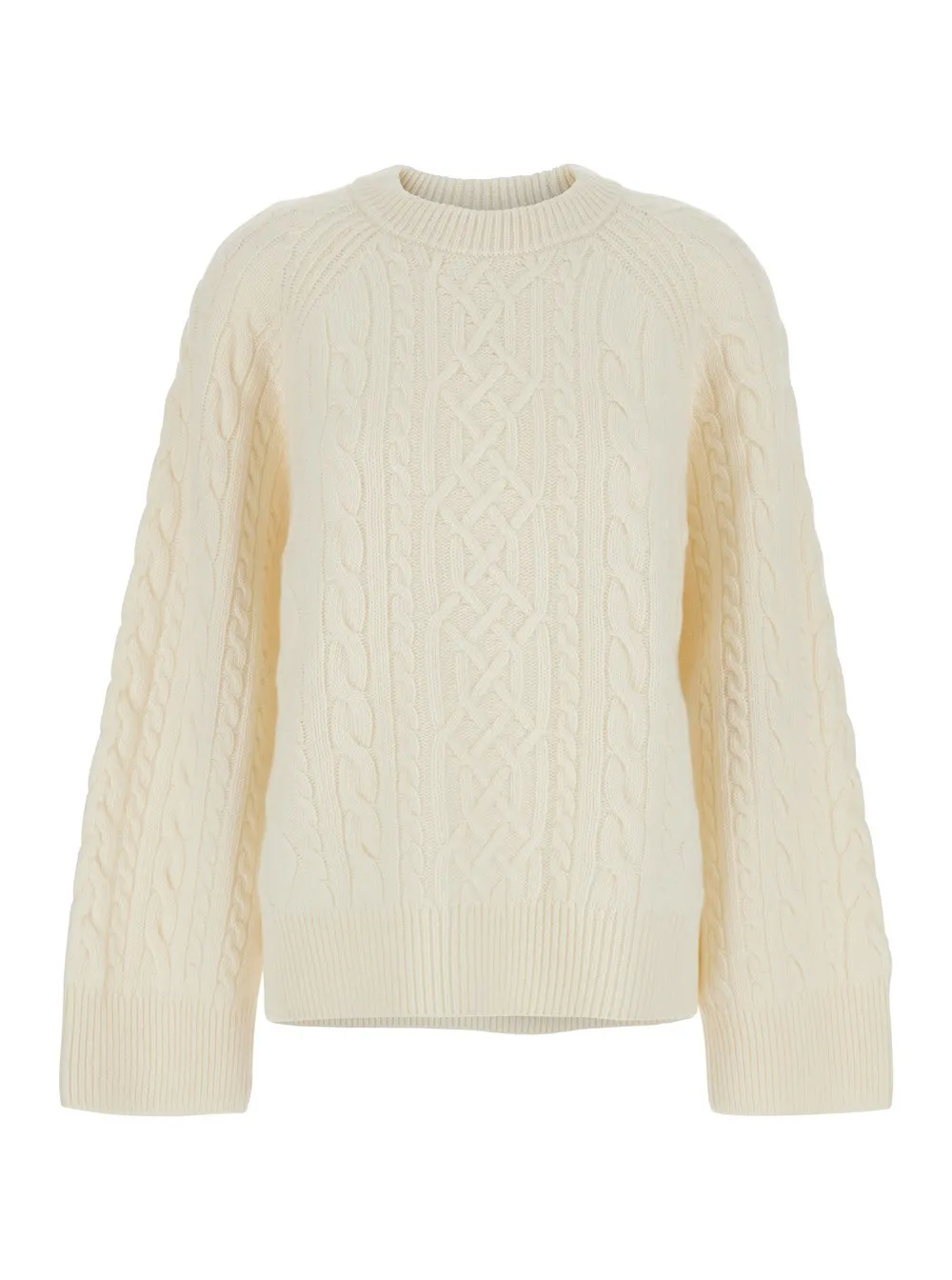 Weißer Pullover "Klarina Ann" mit Rundhalsausschnitt aus Wolle Damen