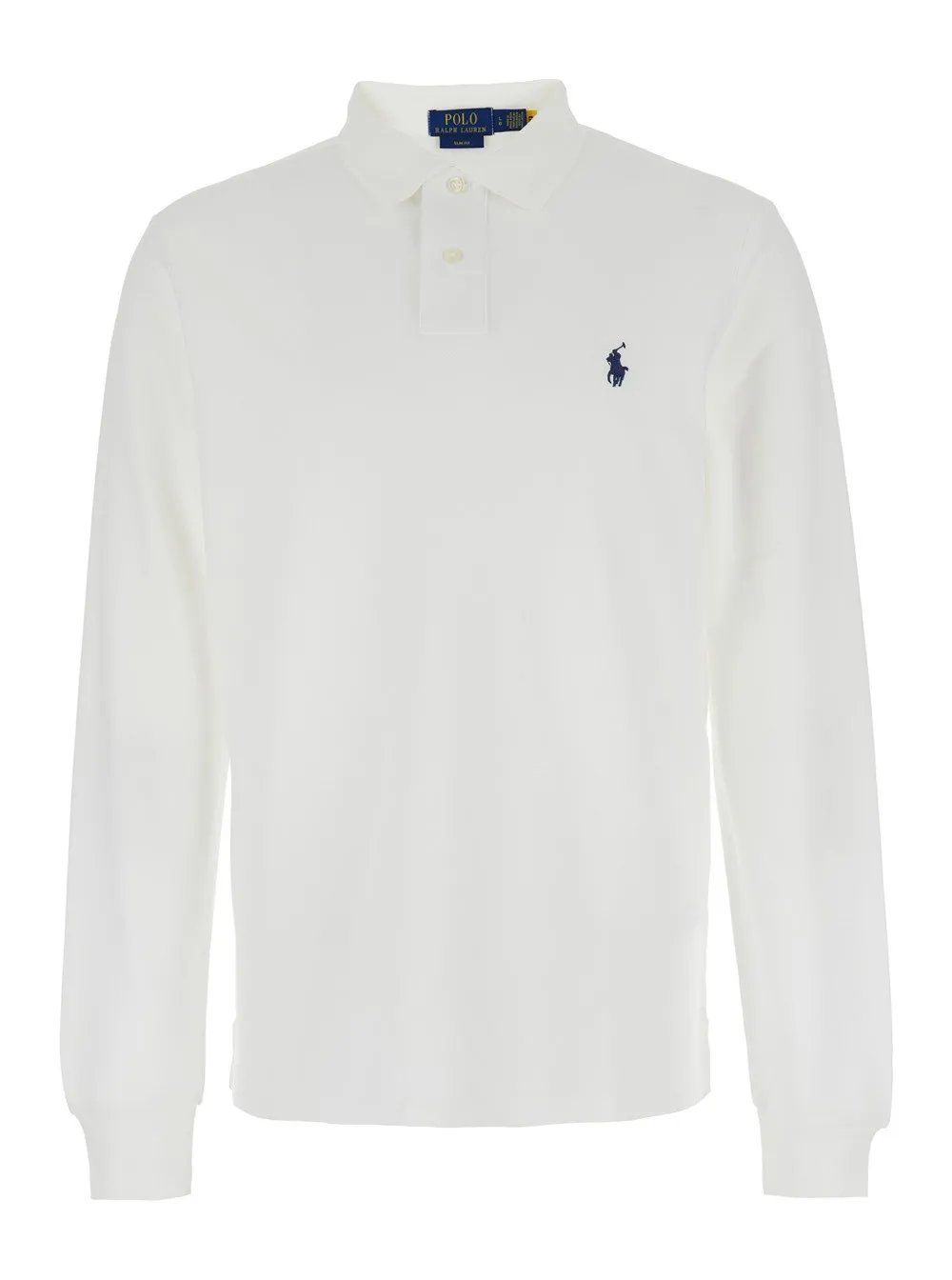 Weißes Polo mit klassischem Kragen und gesticktem Pony-Logo auf der Vorderseite aus Baumwolle Herren