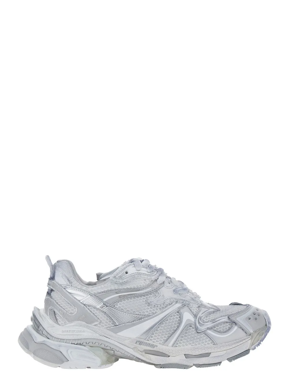 Graue Low-Top-Sneakers mit Logoschriftzug an der Ferse und getäfeltem Design aus technischem Stoff Herren