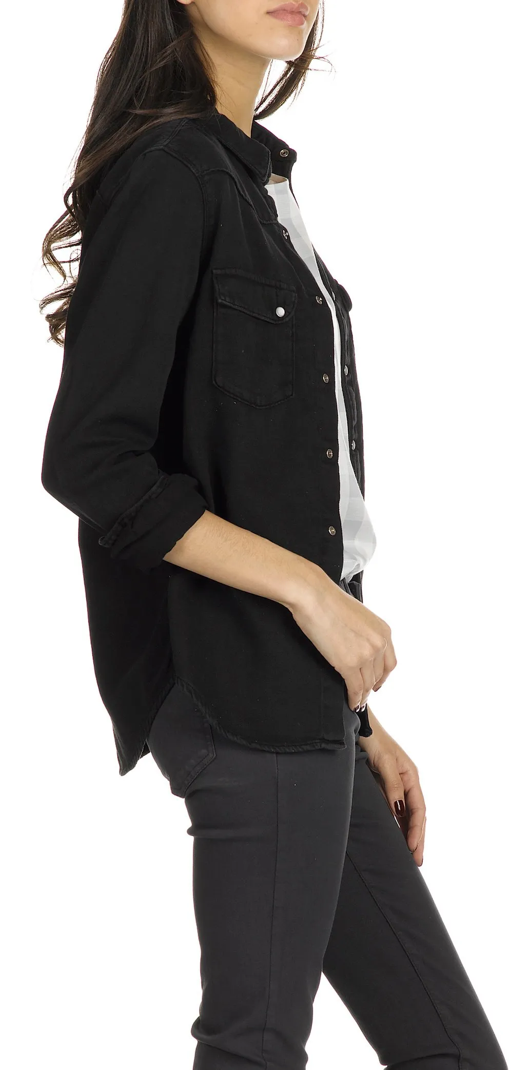 Baumwollhemd mit klassischem Kragen Schwarz