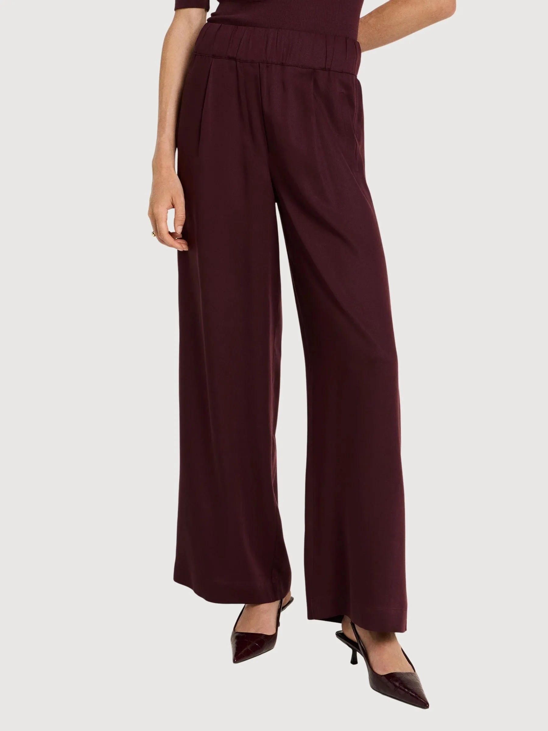 Trouser Wide-Leg Dark Red Woman | Lanius