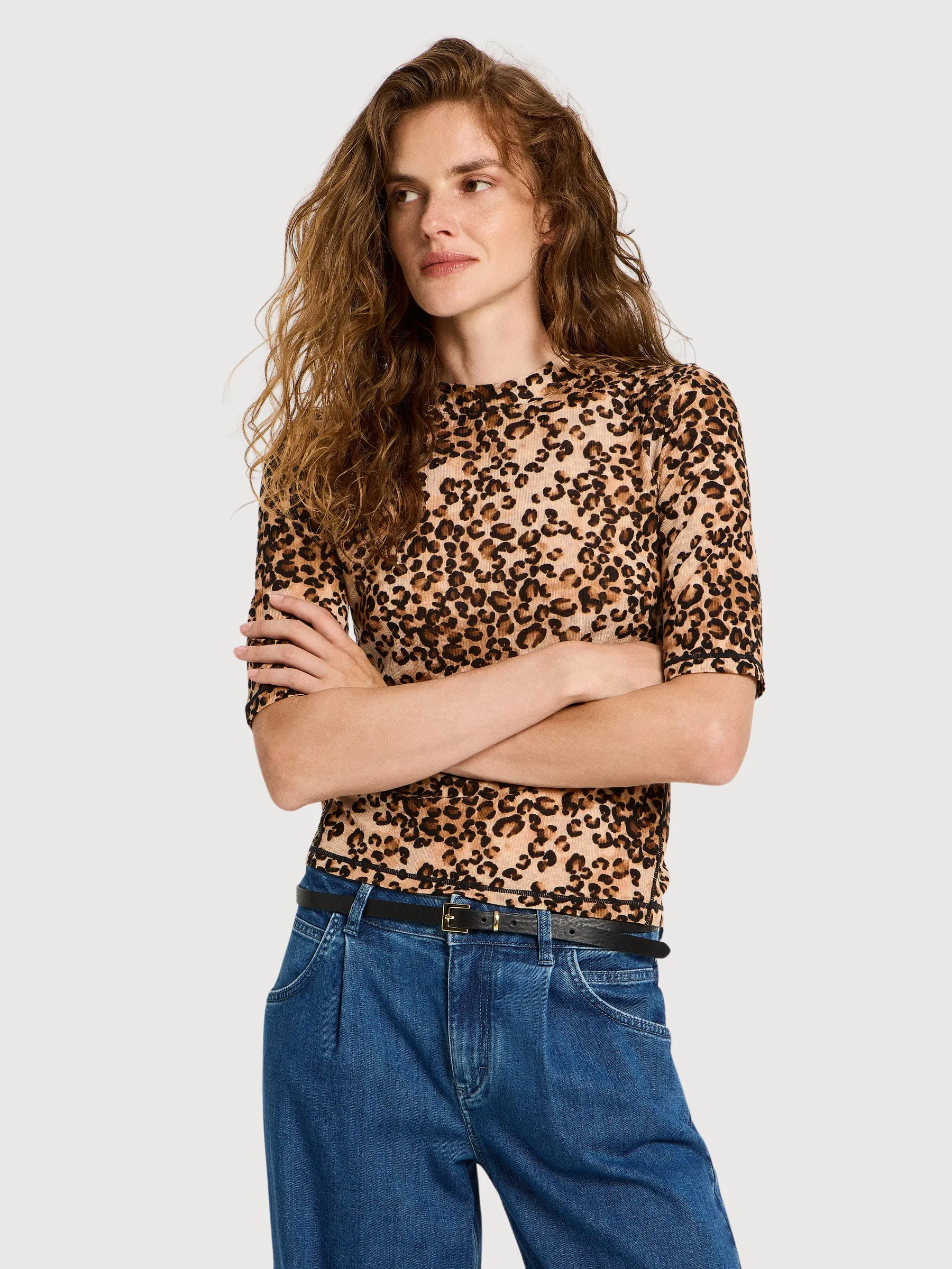 Stand-up shirt in Tencel leopard print | LANIUS