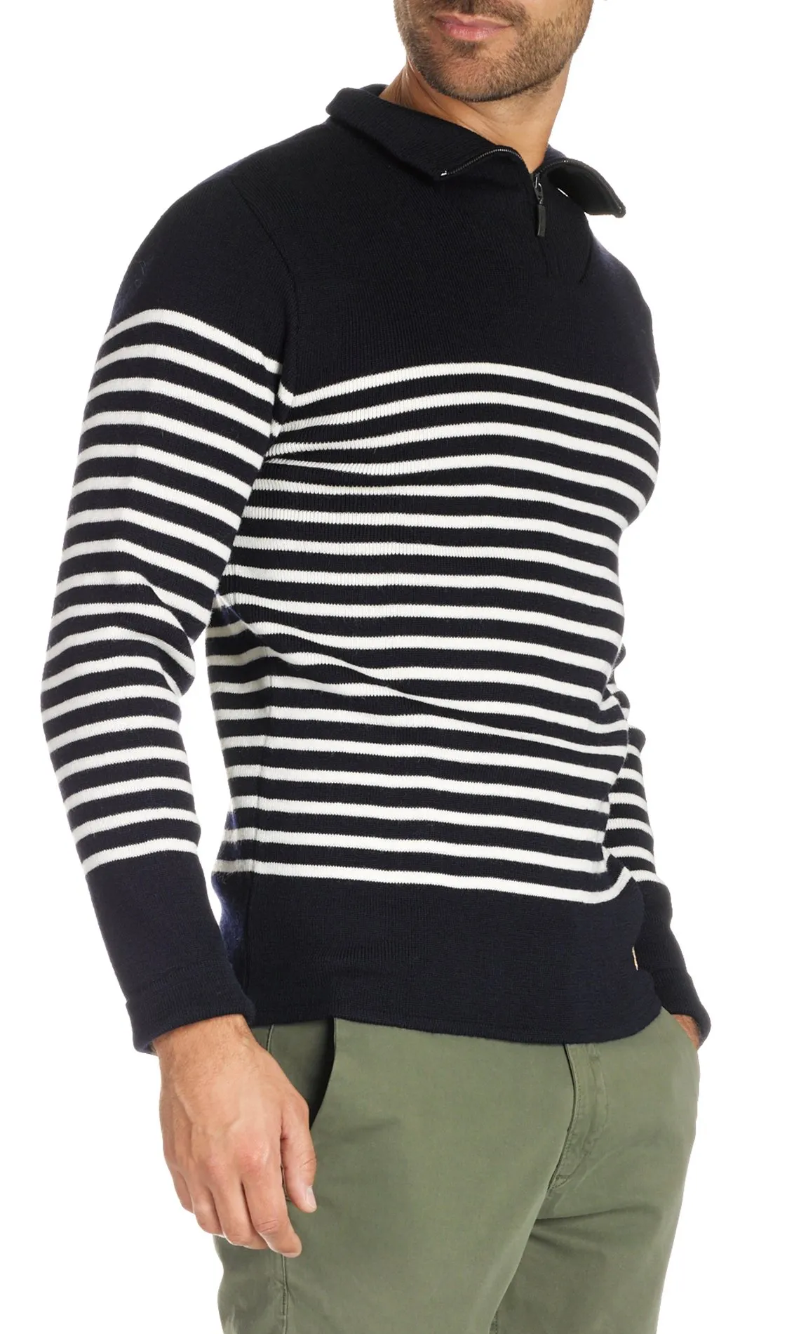 Matrosenshirt aus Wolle mit Troyer-Kragen, Slim Fit Mehrfarbig