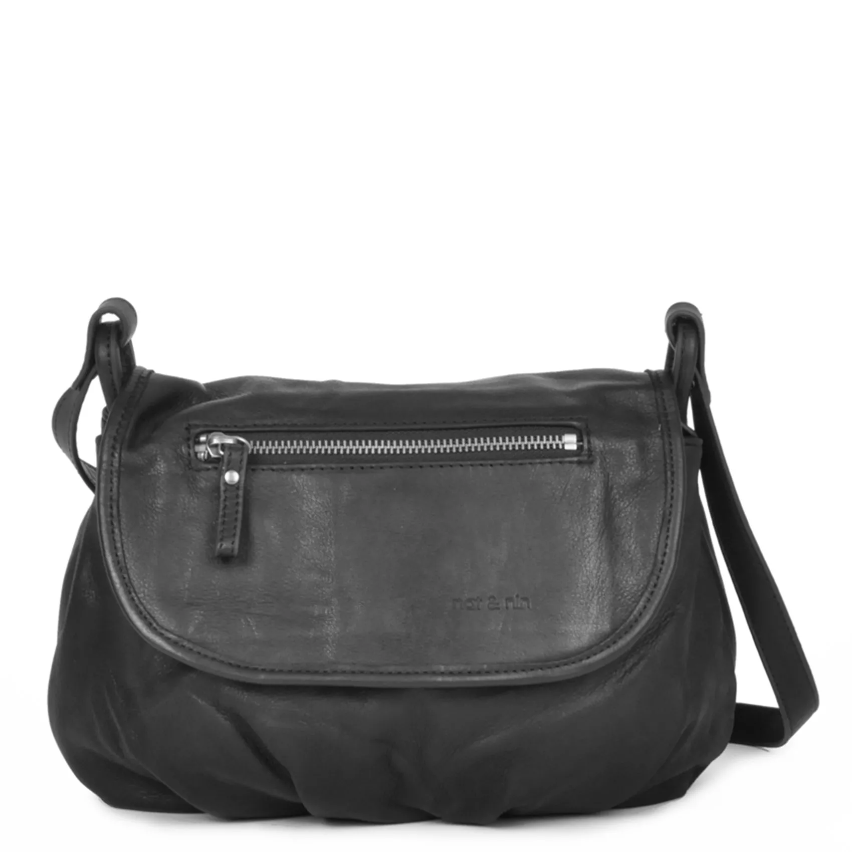 Leder-Umhängetasche Schwarz JEN