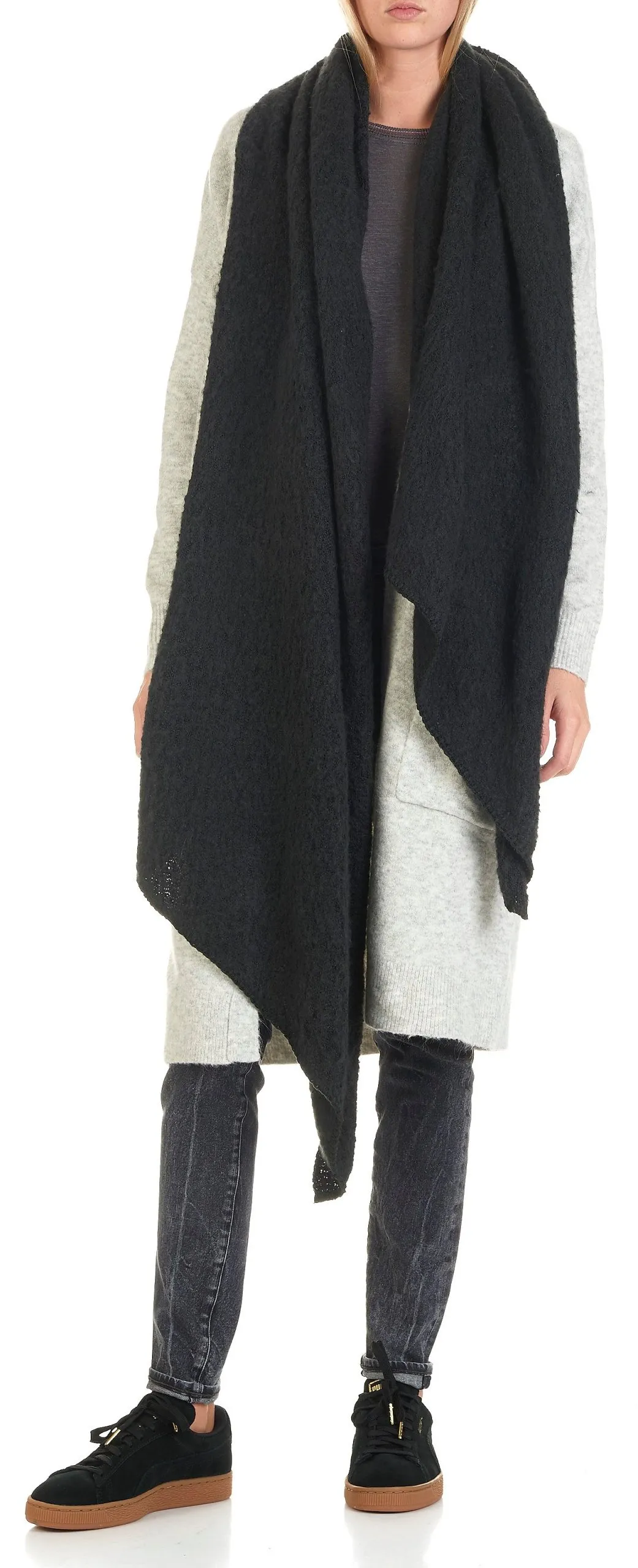 Melierter Strickschal Schwarz