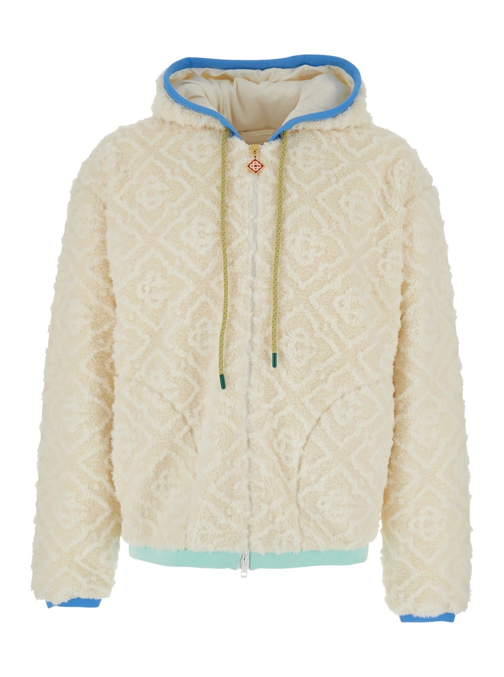 Beige Jacke mit All-Over-Monogramm und fester Kapuze aus Stoff Herren