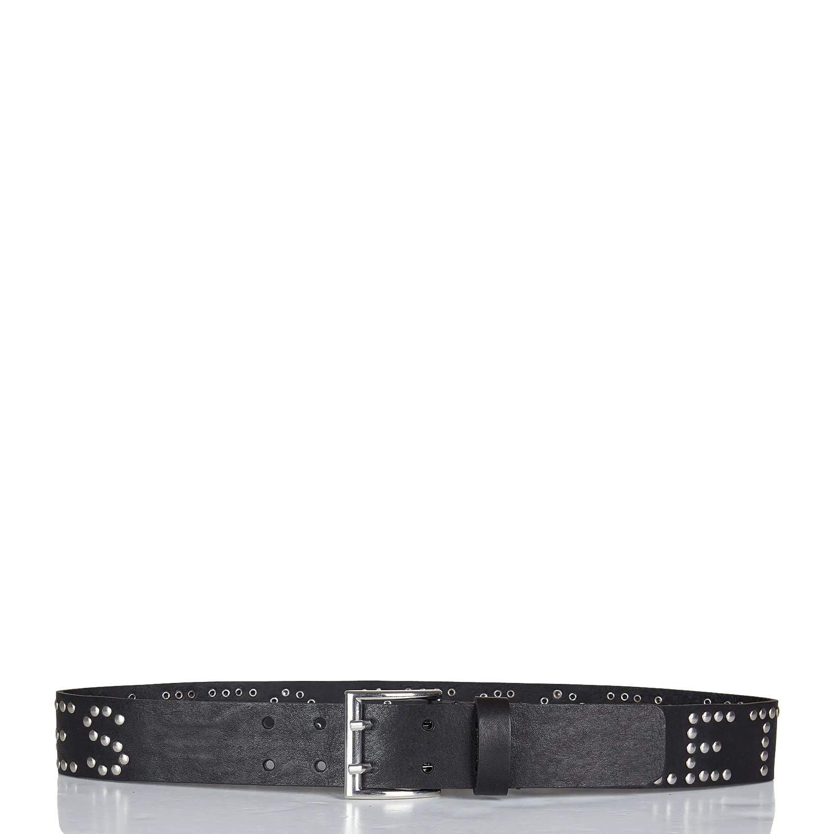 Nietenbesetzter Ledergürtel in Python-Optik Schwarz