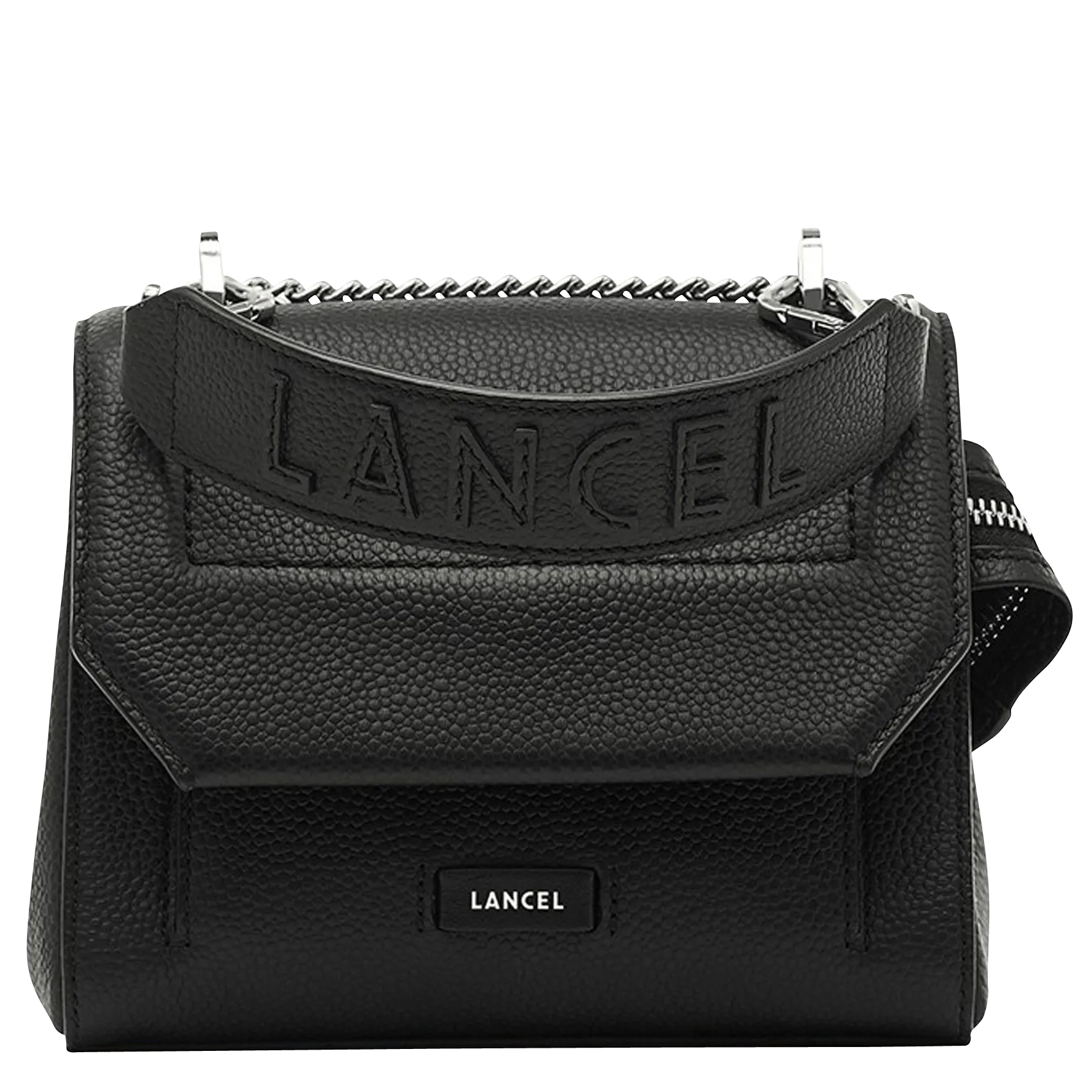 Kleine Umschlagtasche aus genarbtem Leder Schwarz NINON S