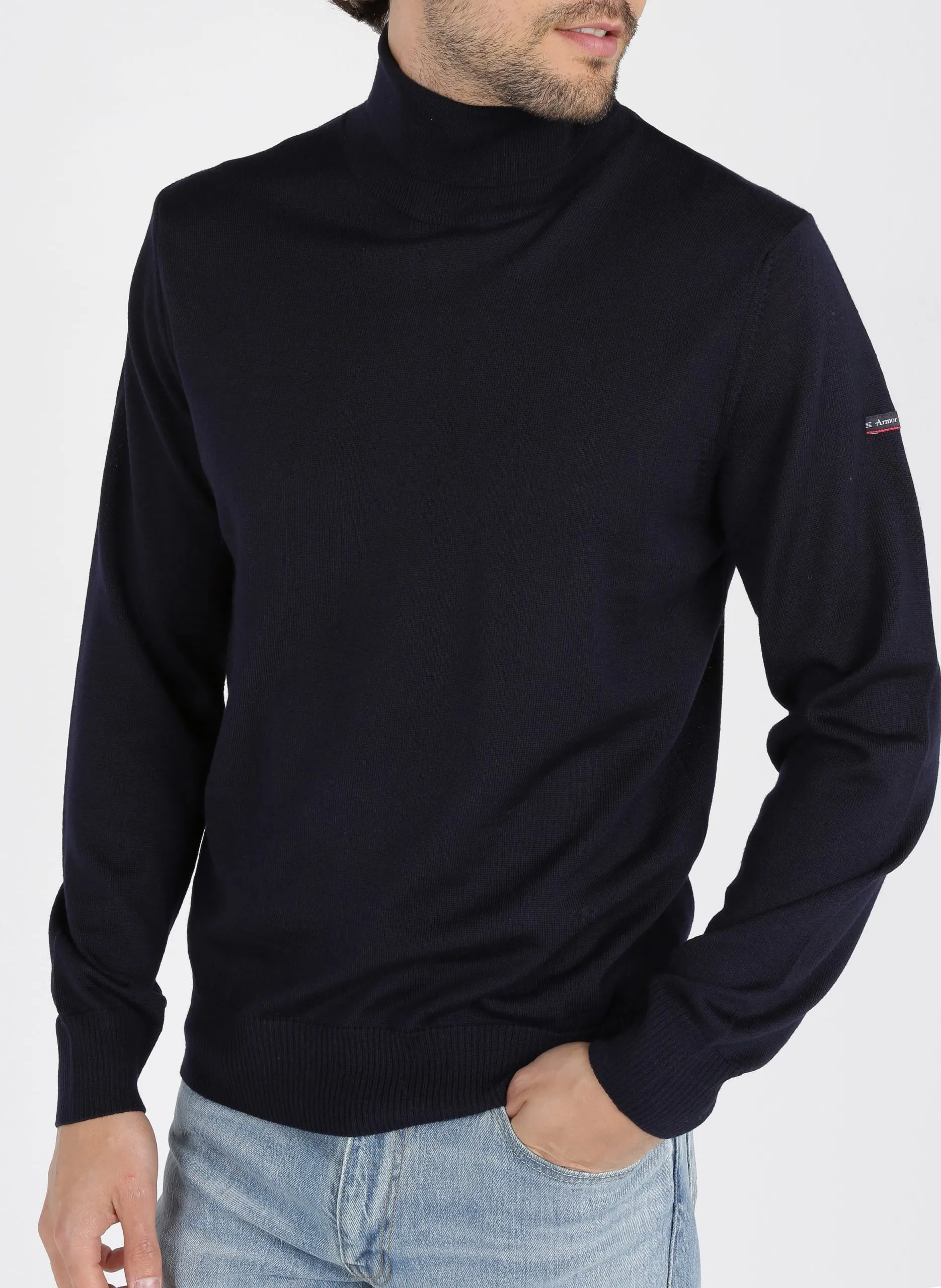 Rollkragenpullover aus Wolle, Regular Fit Blau