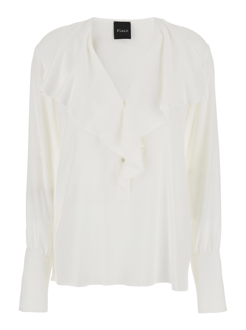 Weißes Hemd mit Volant aus leichtem Stoff Damen