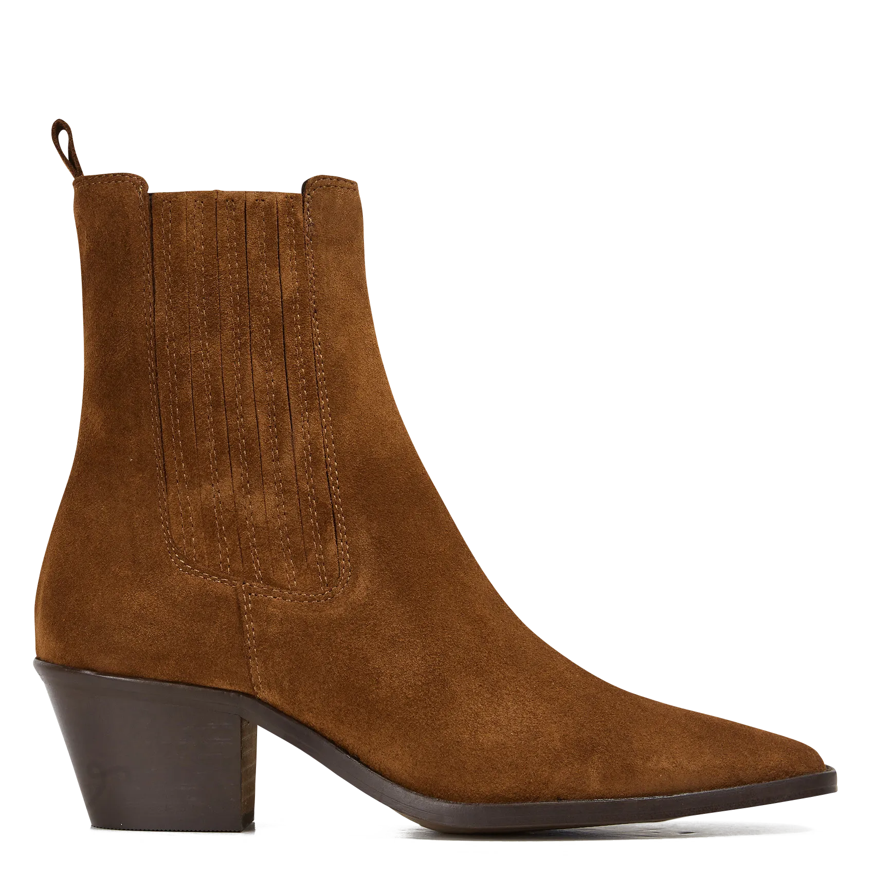 Western-Stiefeletten aus Veloursleder mit halbhohem Absatz Braun BIRMAN