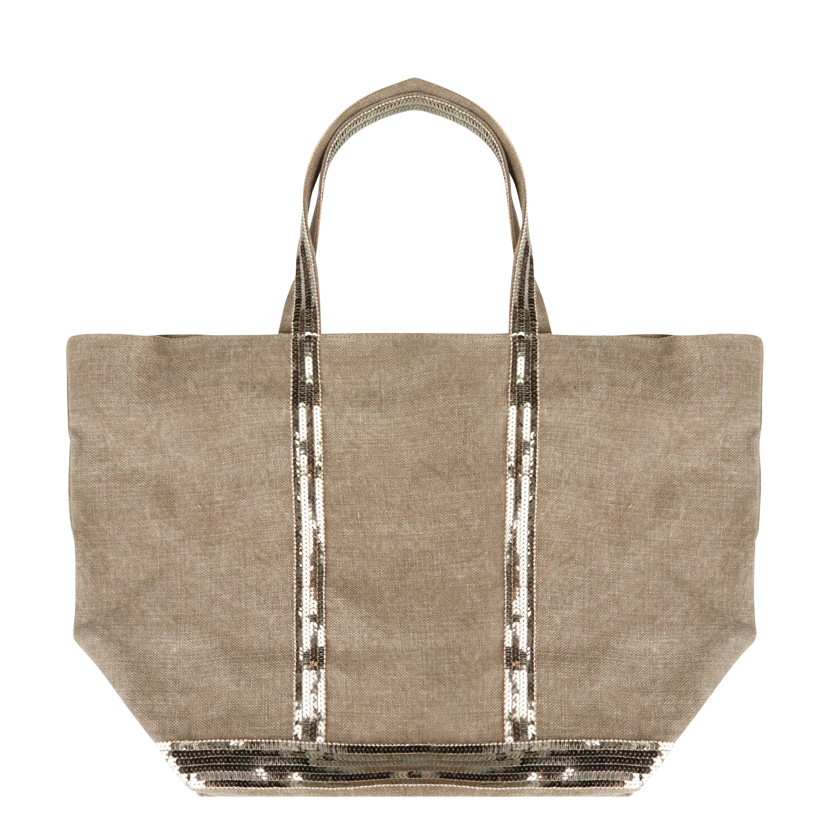 Leinen-Shopper mit Paillettenstickerei Grun CABAS L