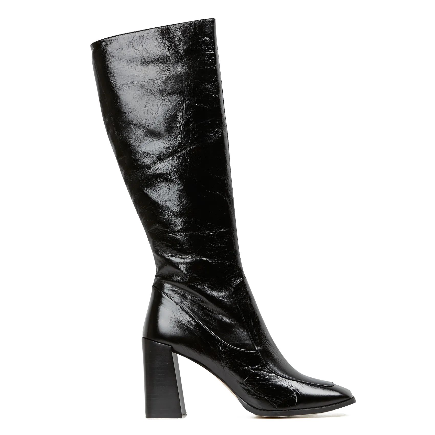 Vintage-Lederstiefel mit Absatz Schwarz VAUBANE