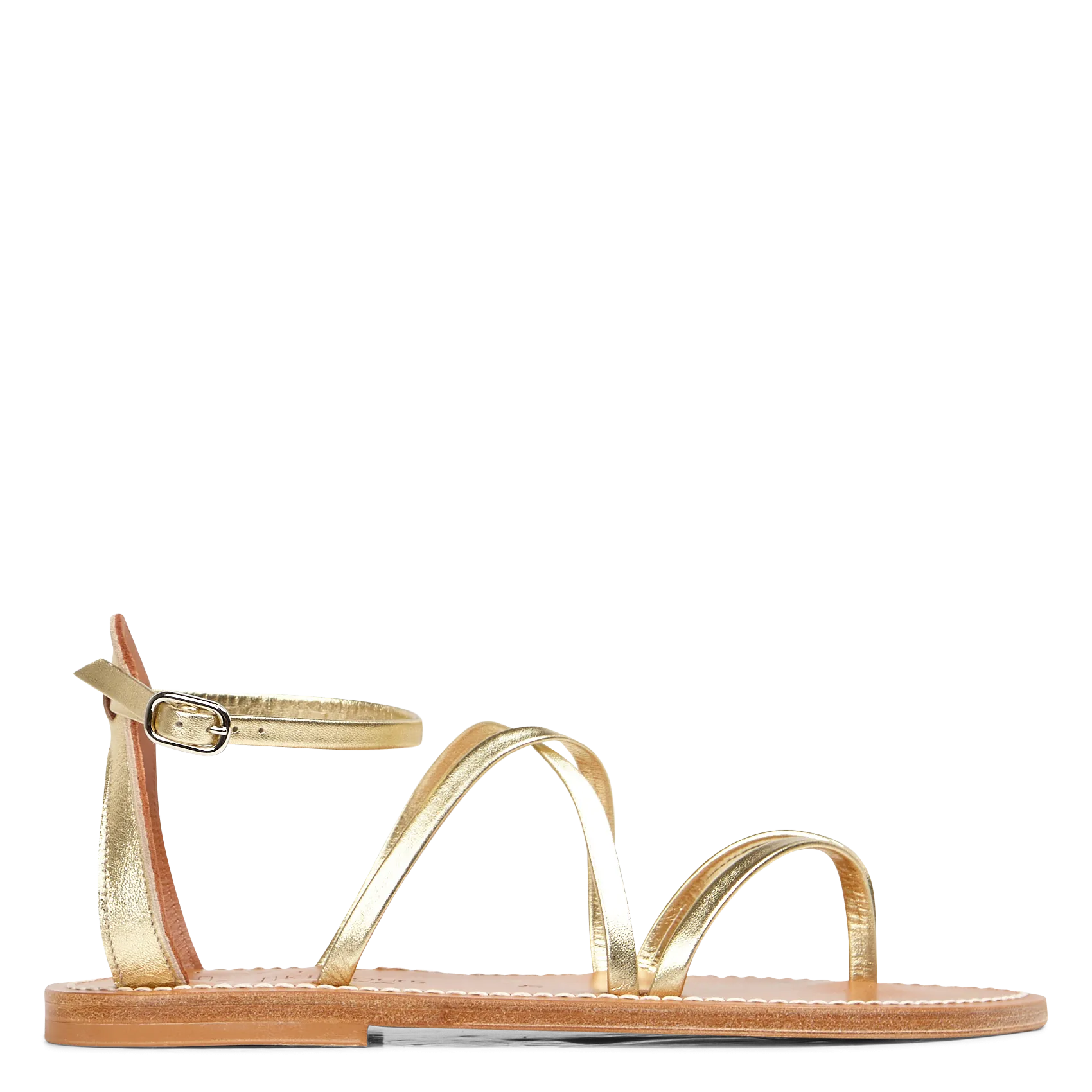 Flache Tropéziennes-Ledersandalen Golden Epicure