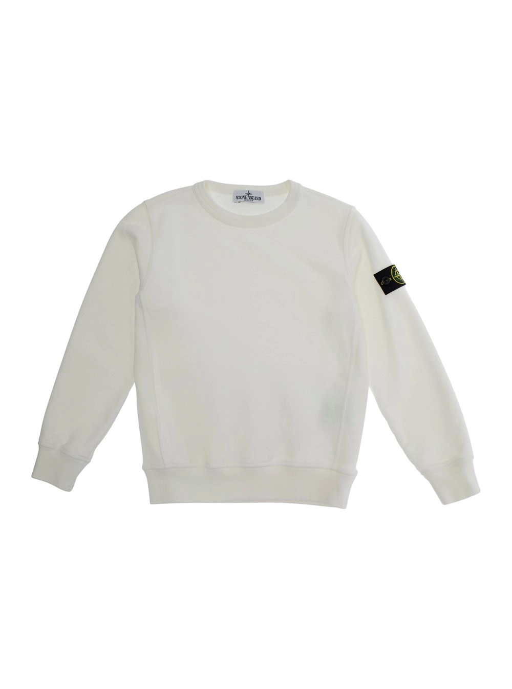 Weißes Sweatshirt mit Rundhalsausschnitt und Logoaufnäher am Ärmel aus Baumwolle Jungen