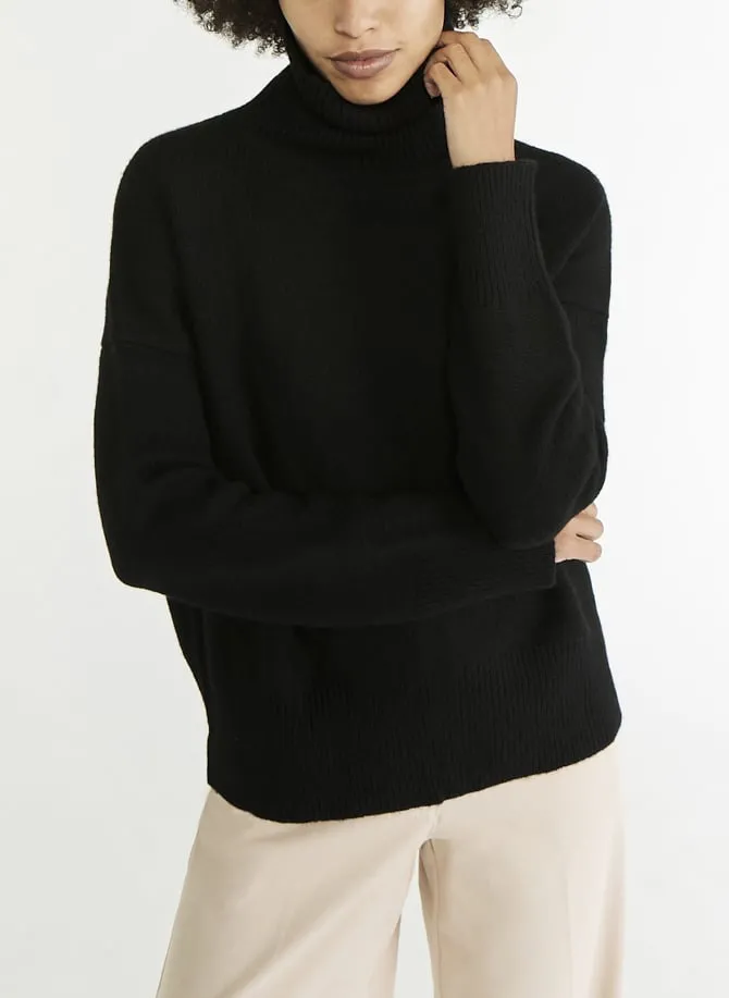 Rollkragenpullover aus Wolle Schwarz MALO