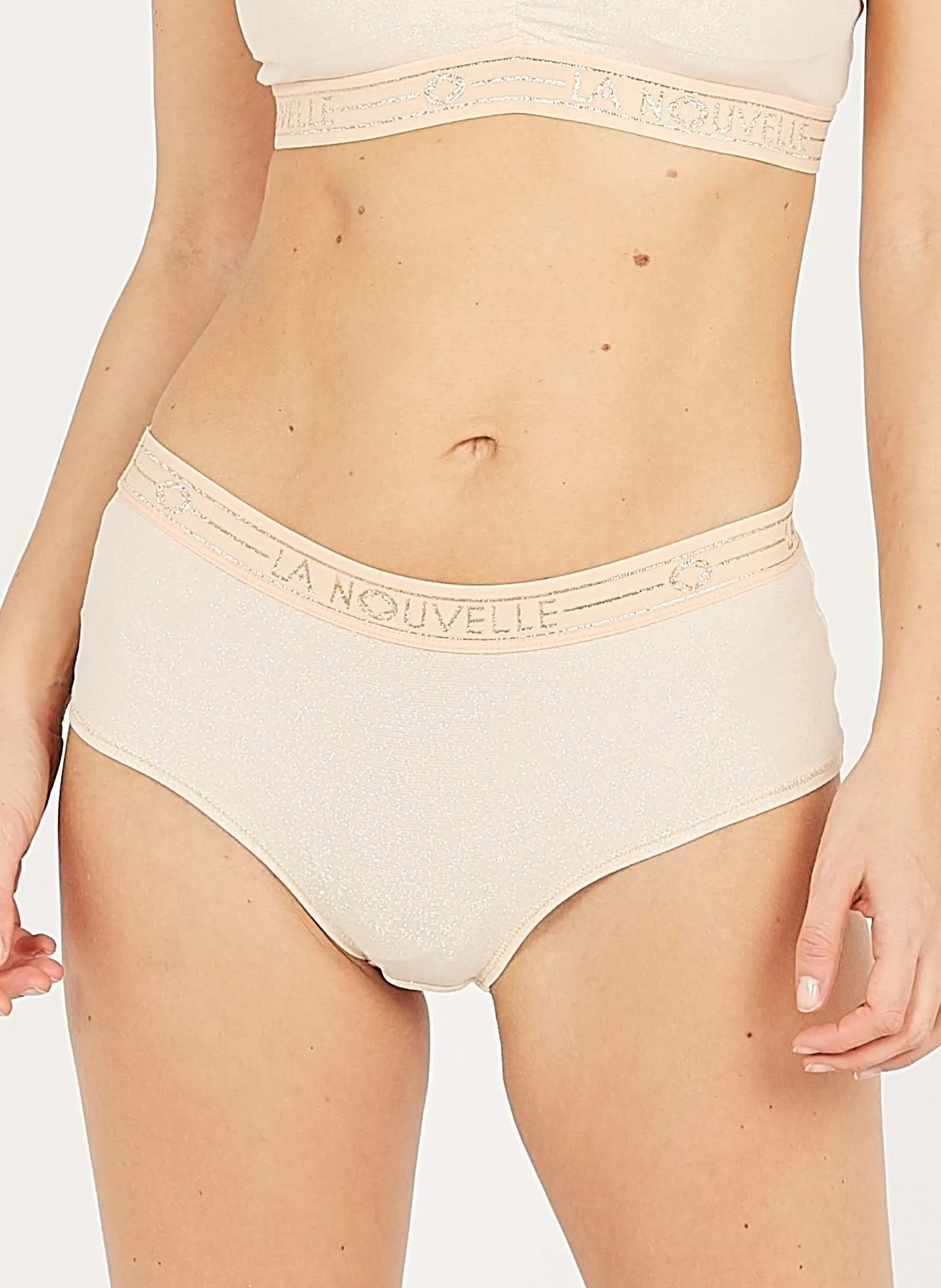 Shorty mit niedrigem Bund und Metallic-Garn Beige Judith