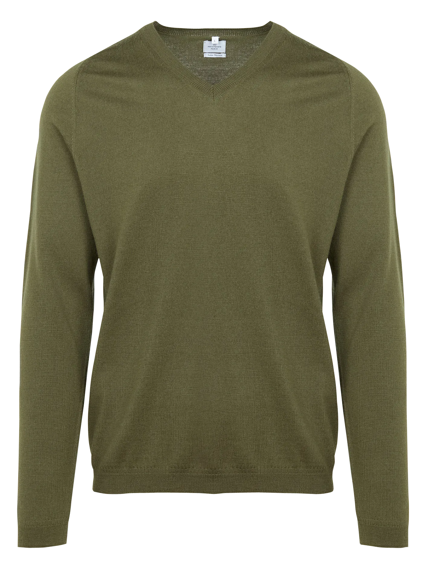 Wollpullover mit V-Ausschnitt, Regular Fit Khaki