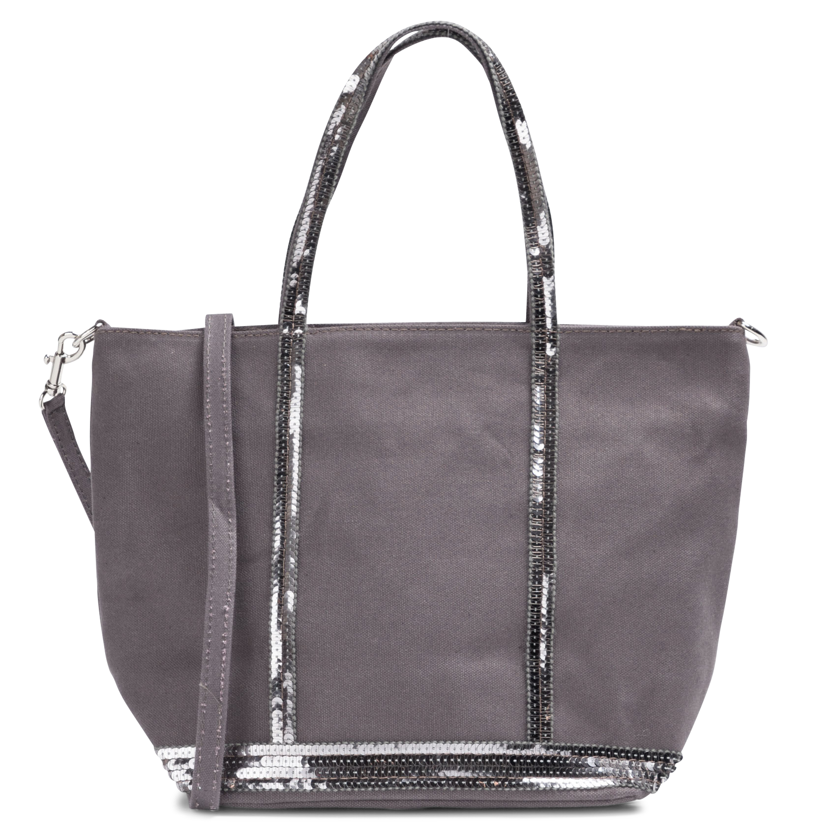 Mini-Shopper aus Baumwolle mit Pailletten Grau CABAS S