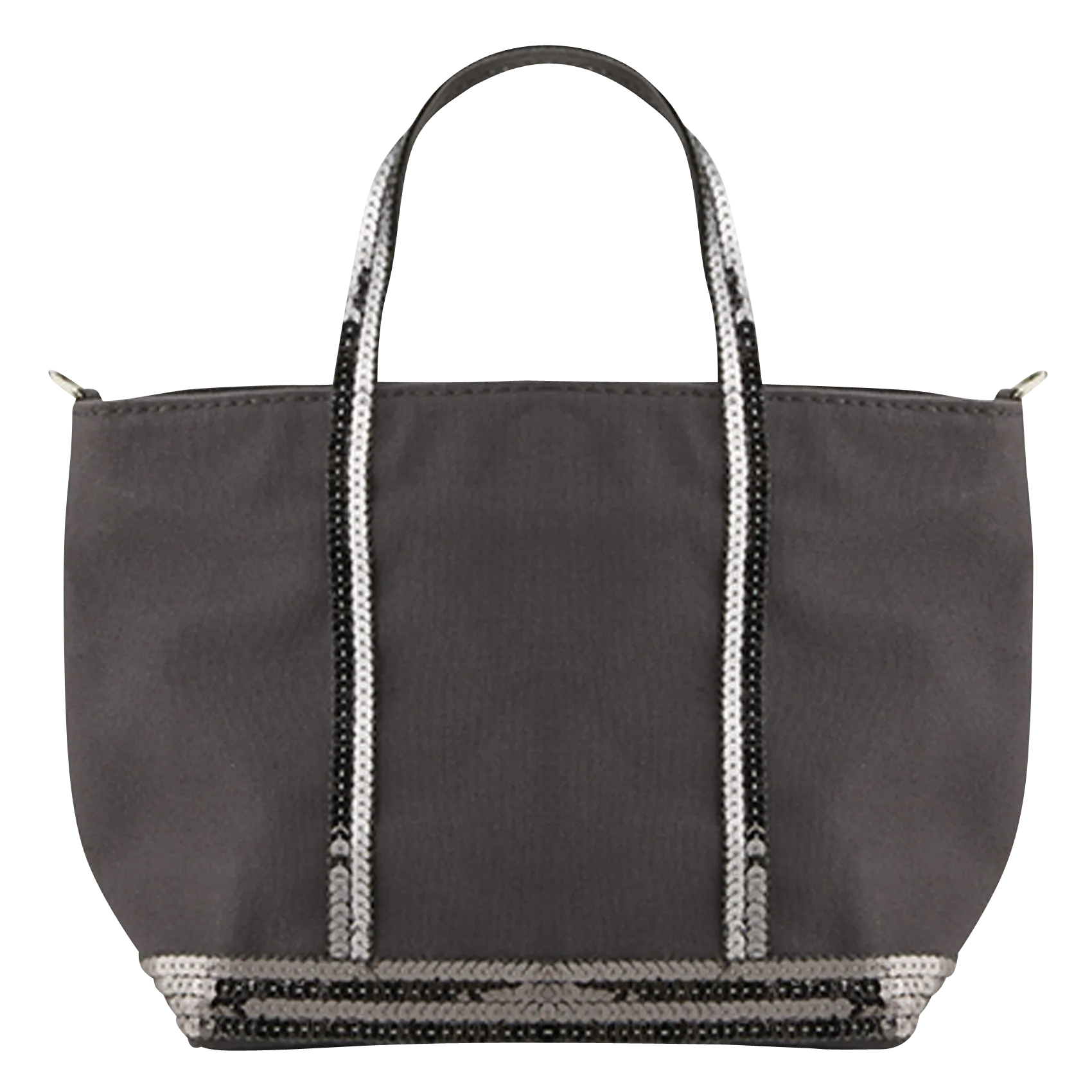 Mini-Tragetasche mit Pailletten aus Baumwollcanvas Grau CABAS XS