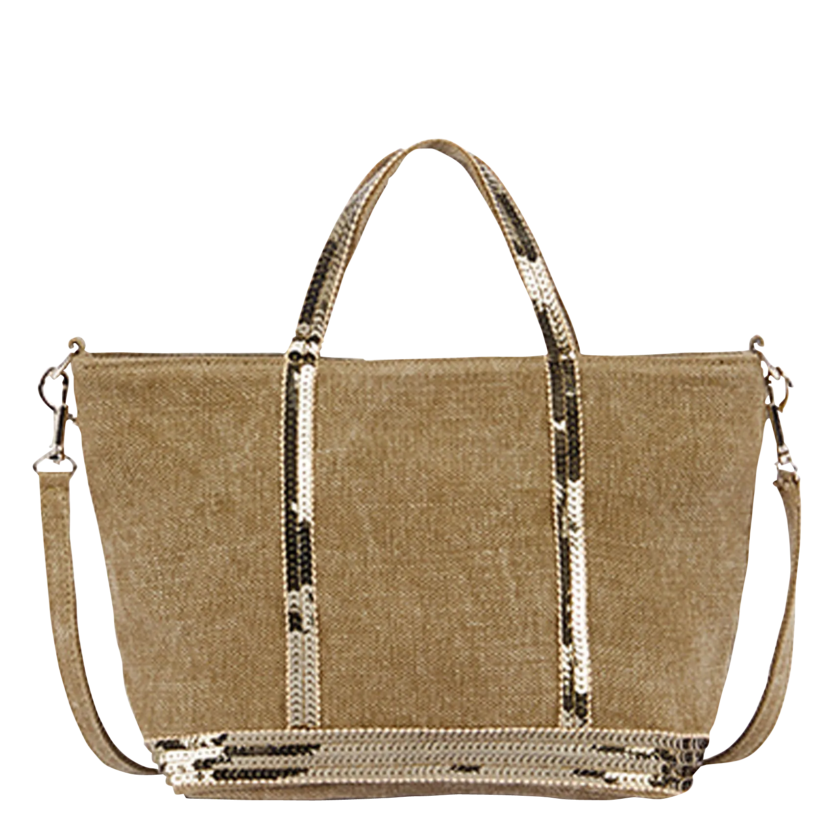 Leinen-Shopper mit Pailletten Grun CABAS XS