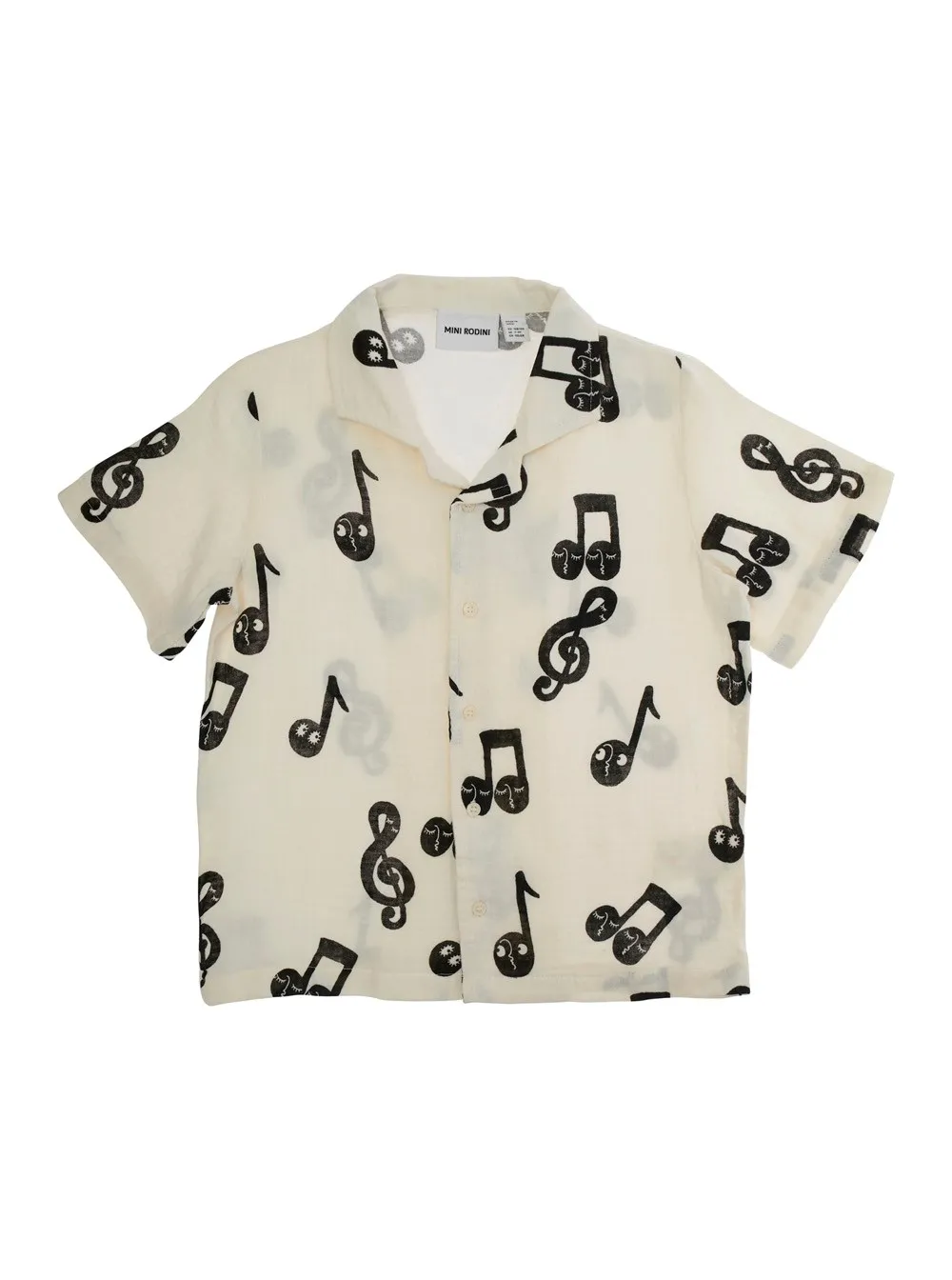 Weißes Hemd mit All-Over-Notendruck aus Baumwolle Jungen