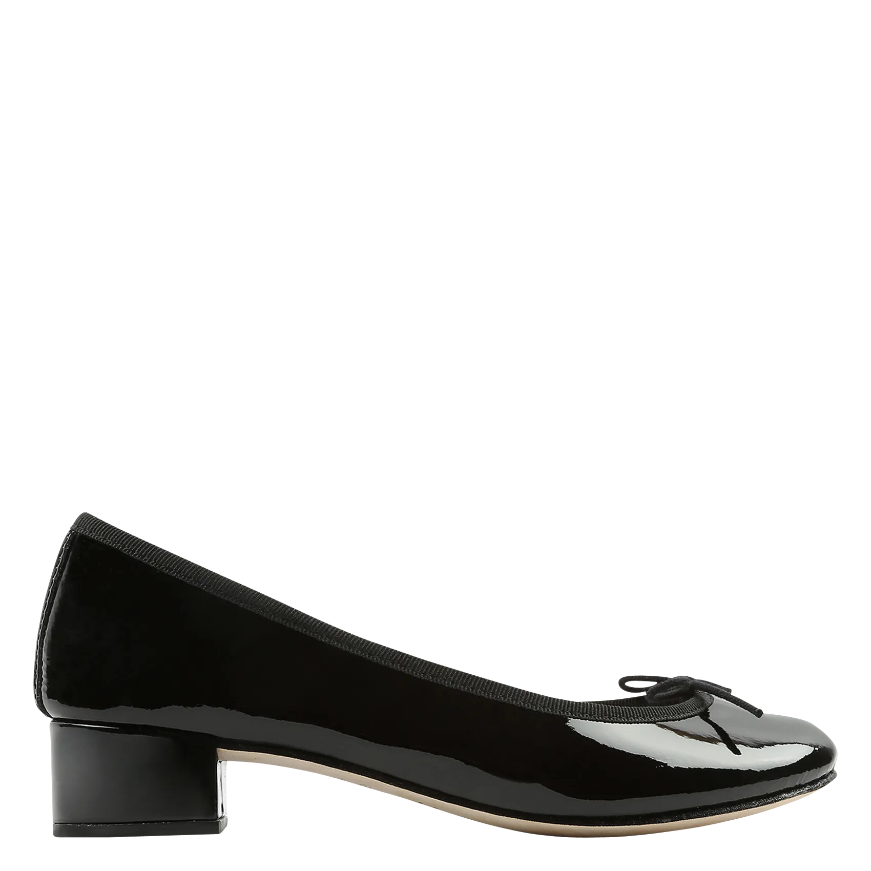 Lackleder-Ballerinas mit Absatz Schwarz CAMILLE