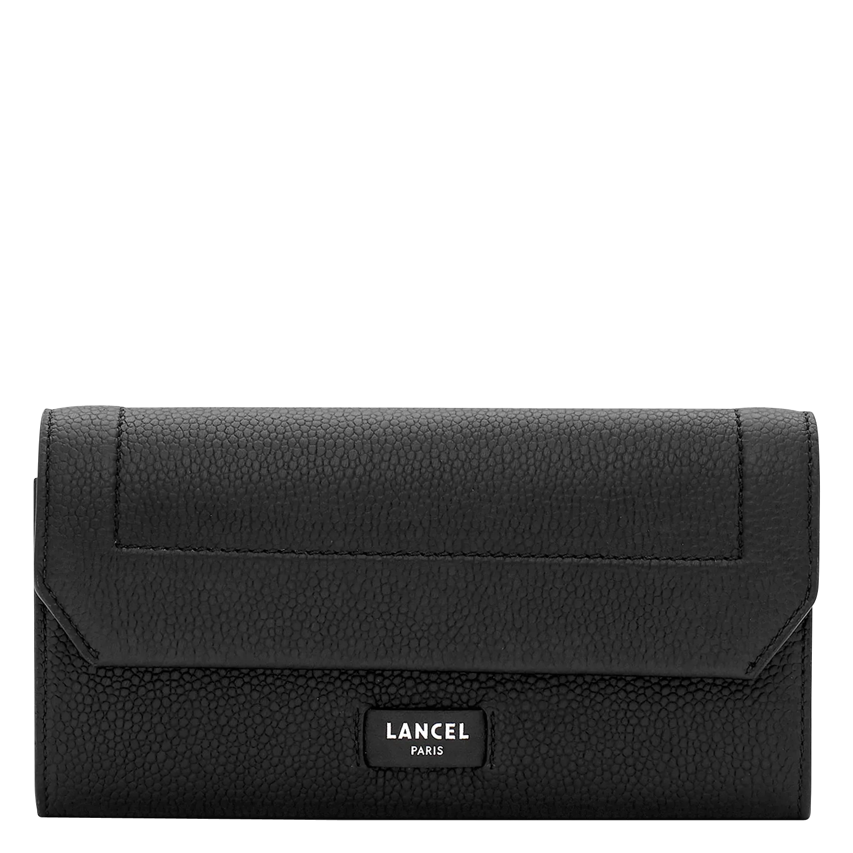 Brieftasche aus genarbtem Leder mit Umschlag Schwarz