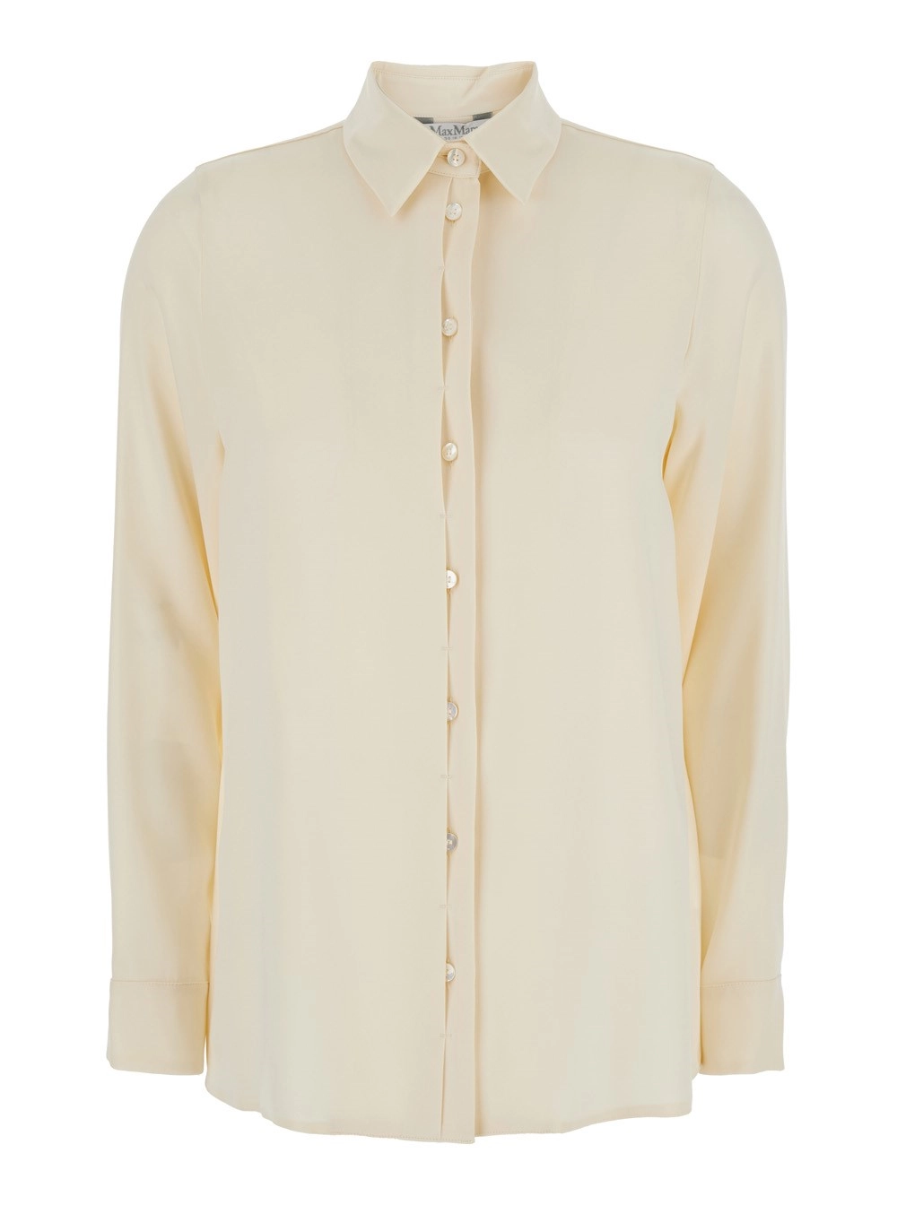 Weißes Hemd "Avion" mit klassischem Kragen aus Seide Stretch Damen