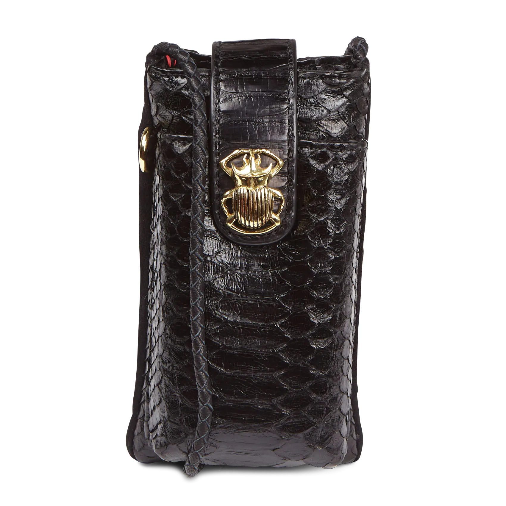 Handytasche aus Leder in Python-Optik Schwarz MARCUS