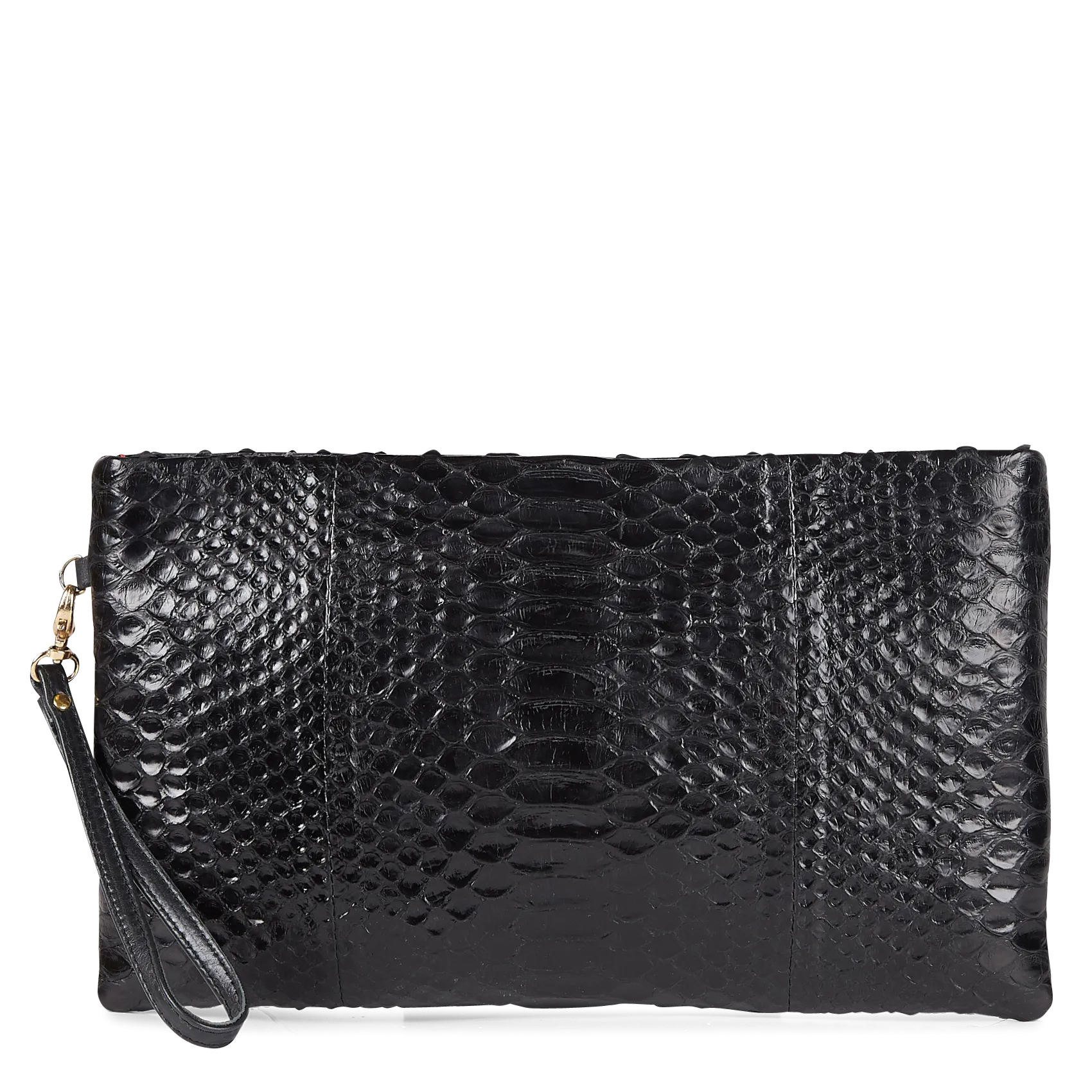 Clutch aus Pythonleder Schwarz LOU
