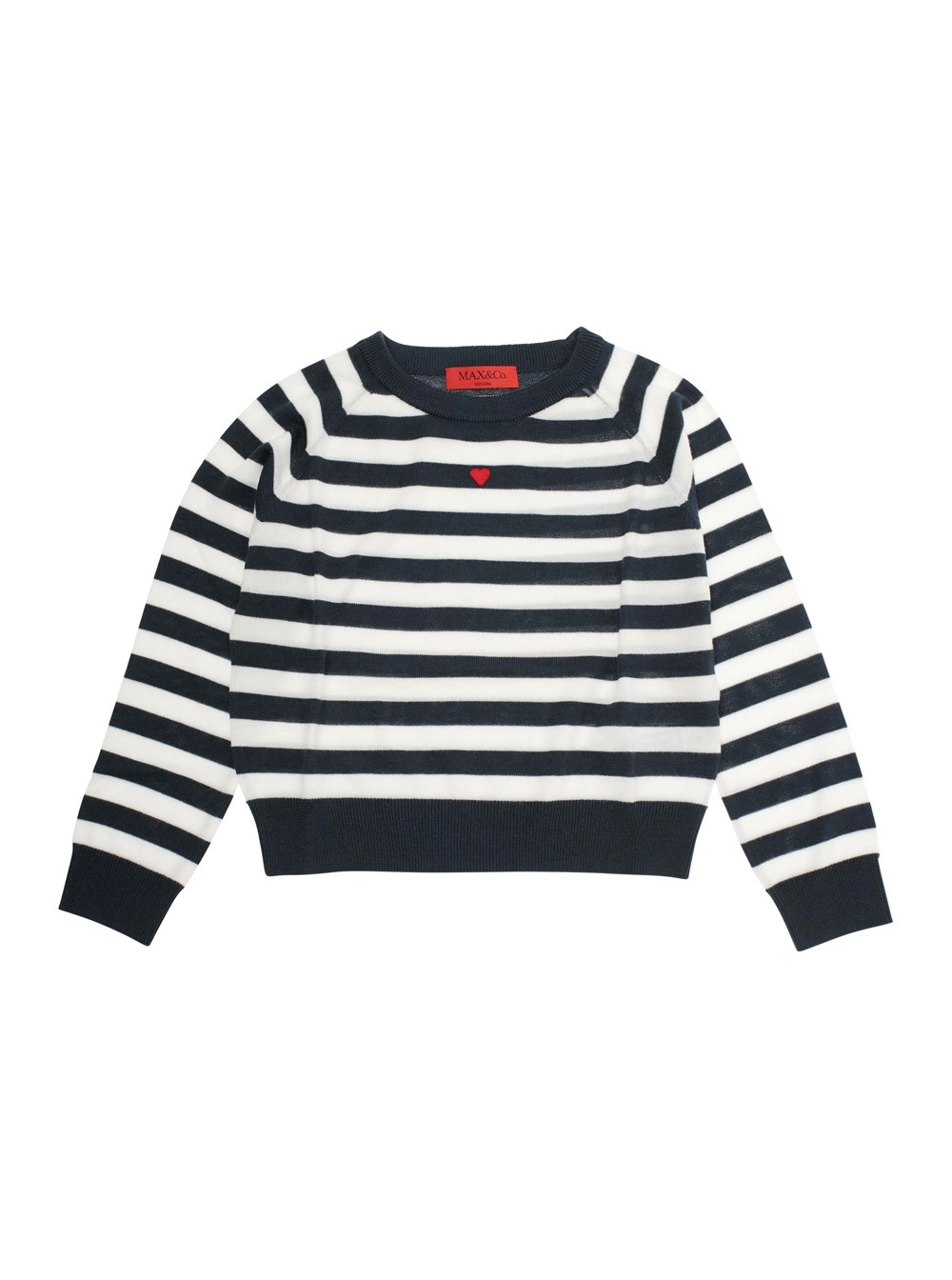 Mehrfarbiges Sweatshirt für Mädchen aus Wolle mit Rundhalsausschnitt und All-over Streifenmotiv