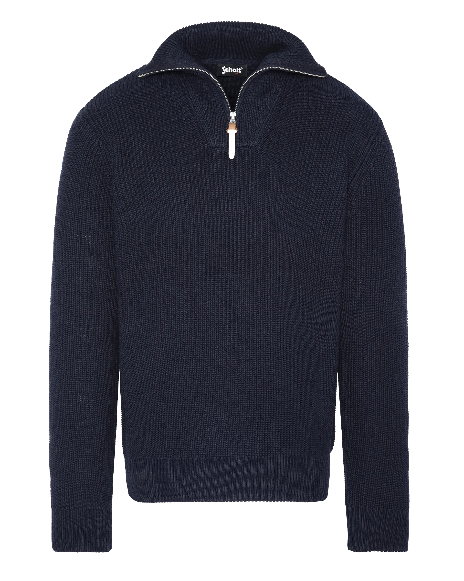 Baumwollpullover mit Zip-Kragen, Regular Fit Blau