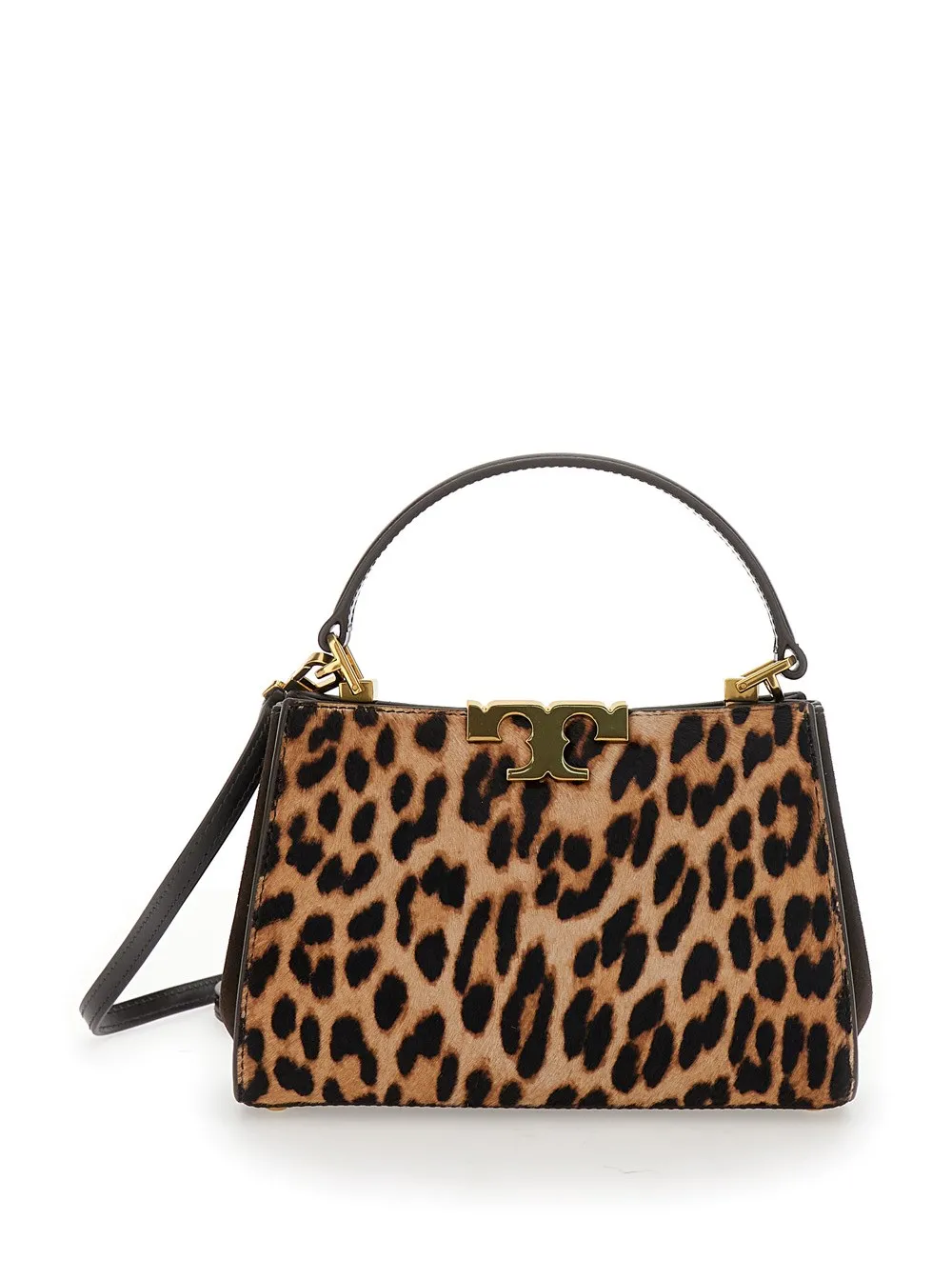Braune Handtasche "Eleanor" mit abnehmbarem Schulterriemen und All-Over-Leopardenmotiv aus Wildleder Damen
