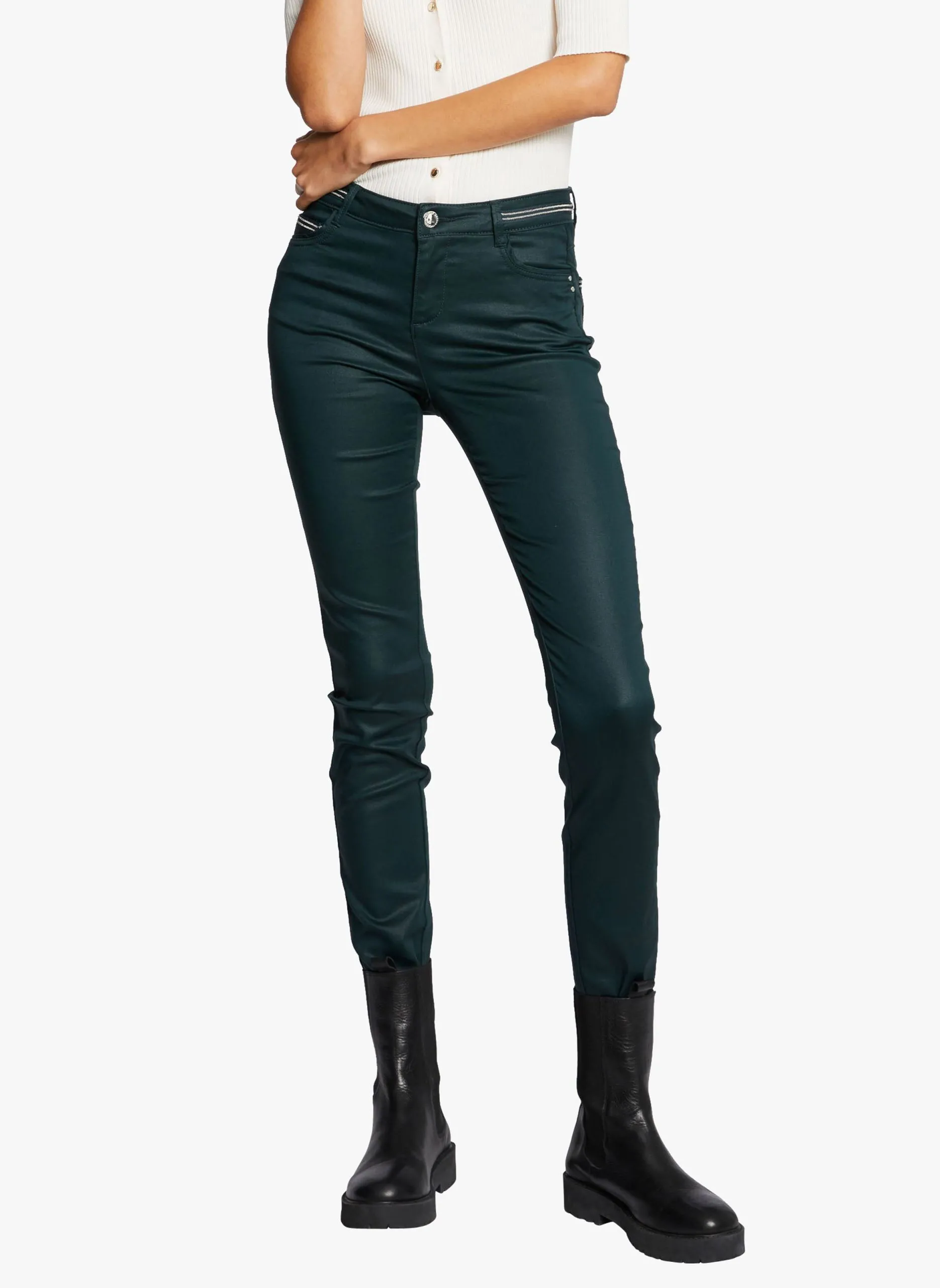 Beschichtete Slimfit-Hose Grun 212-PALONA