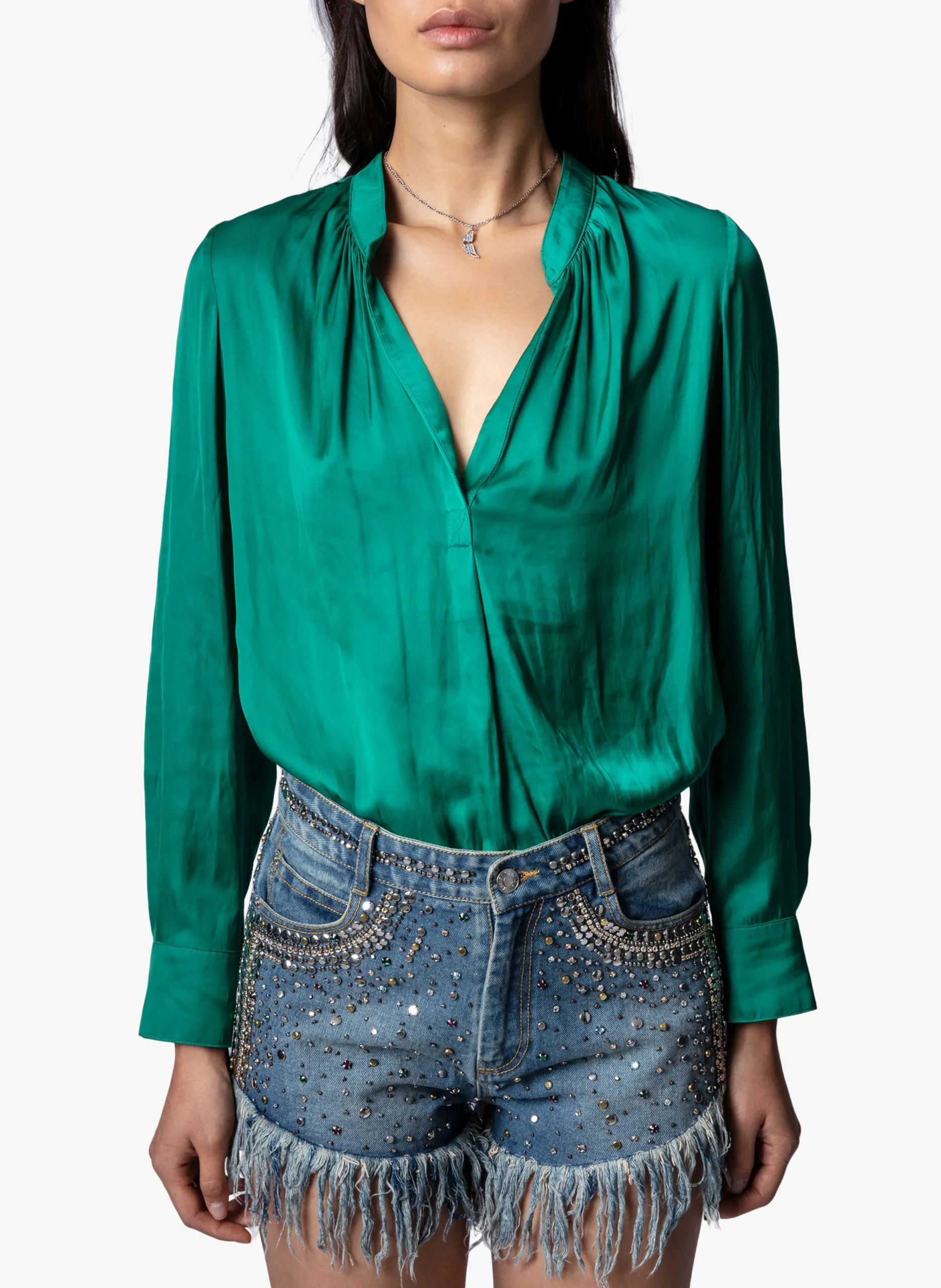 Top mit V-Ausschnitt Grun TINK