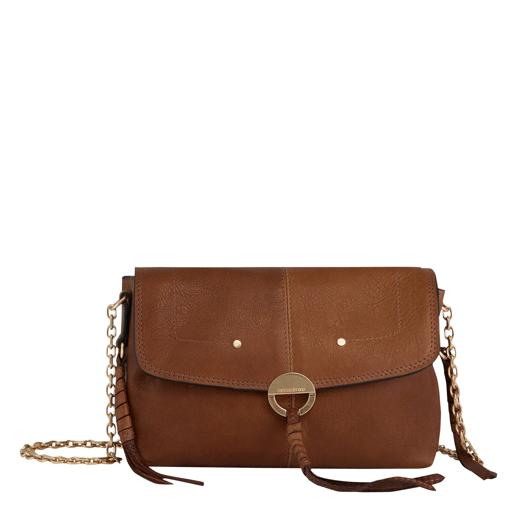 Leder-Umhängetasche mit Umschlag Braun OTHILIA