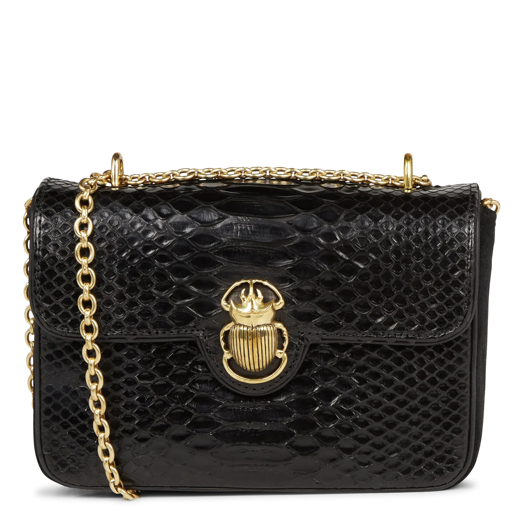 Umhängetasche aus Pythonleder Schwarz AVA