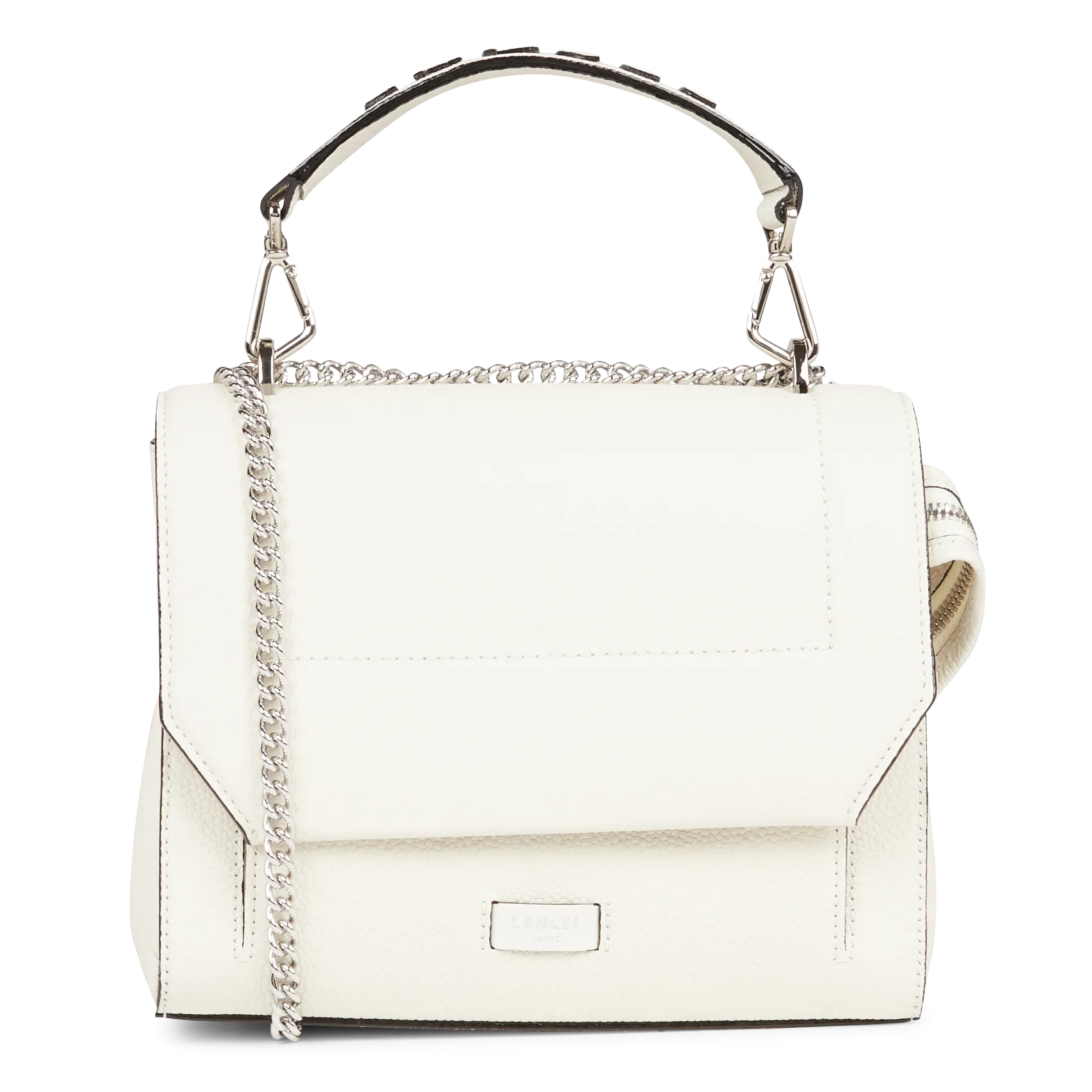 Umschlagtasche aus genarbtem Leder Weiss NINON M