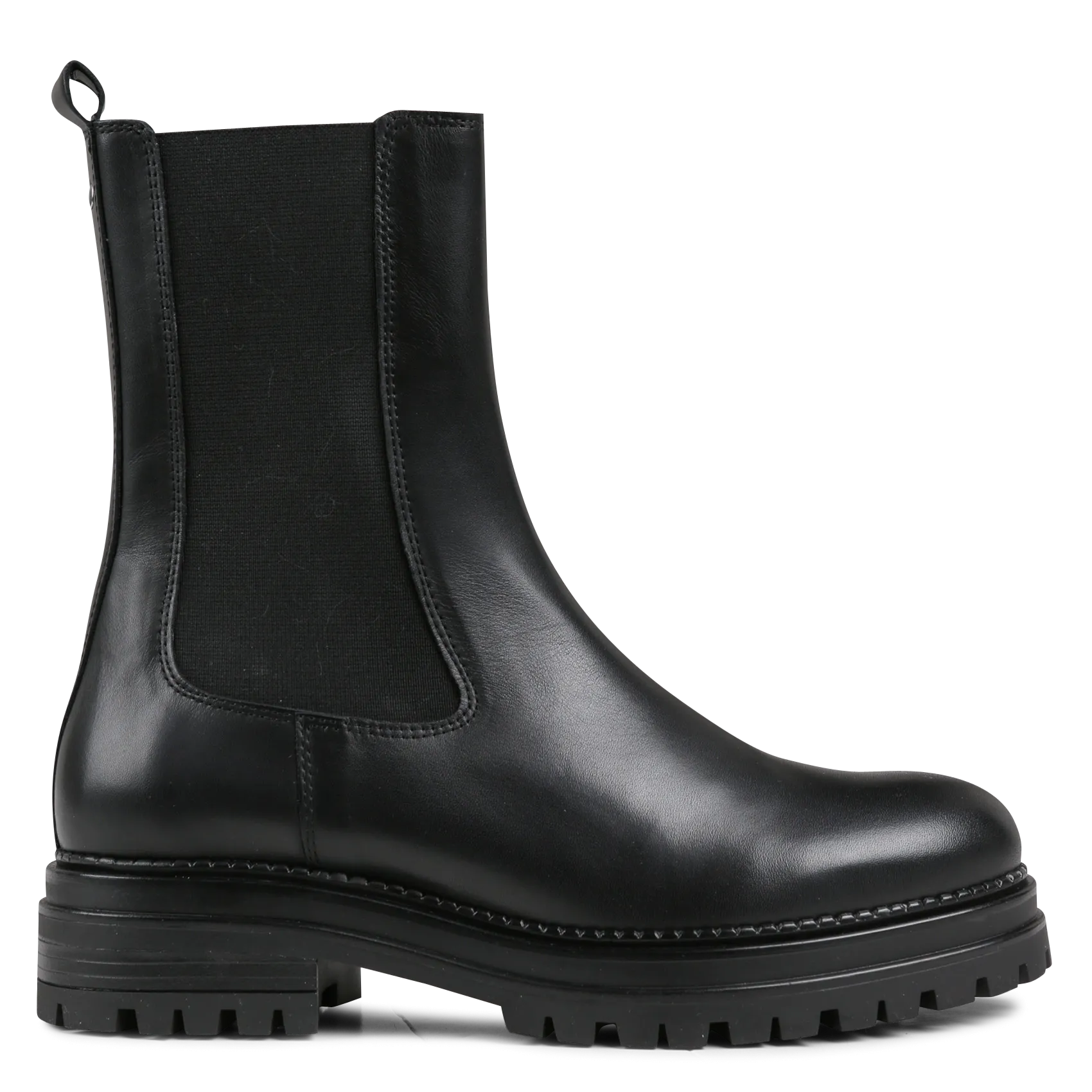 FELICI - Flache Glattlederstiefeletten Schwarz FELICI