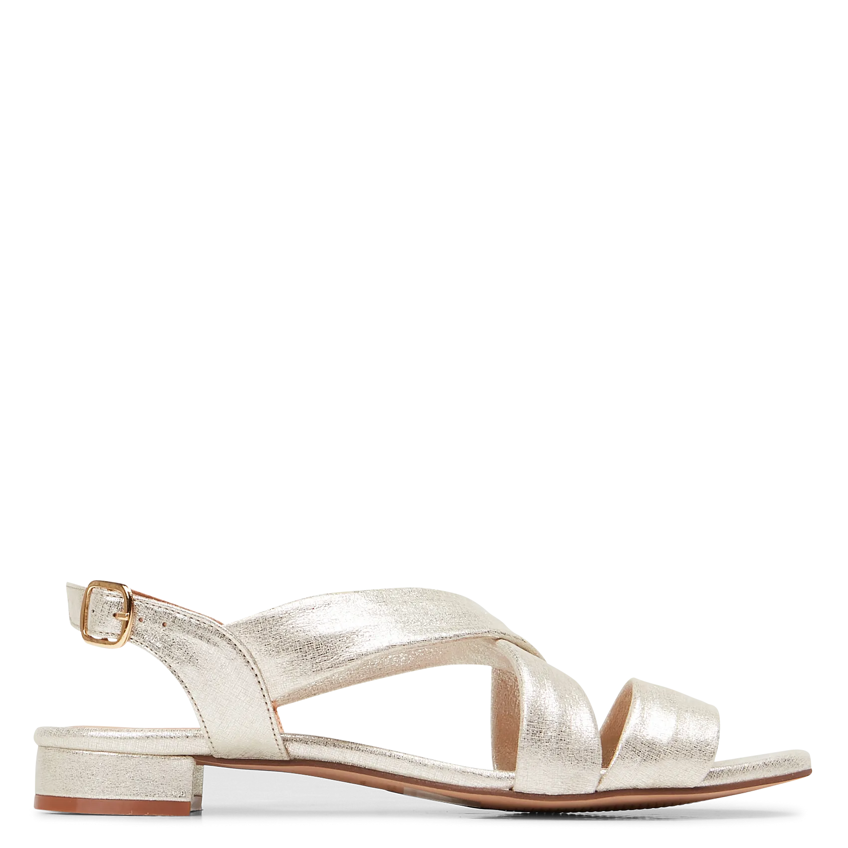 VASSIO - Flache Sandalen aus Metallic-Leder Golden VASSIO