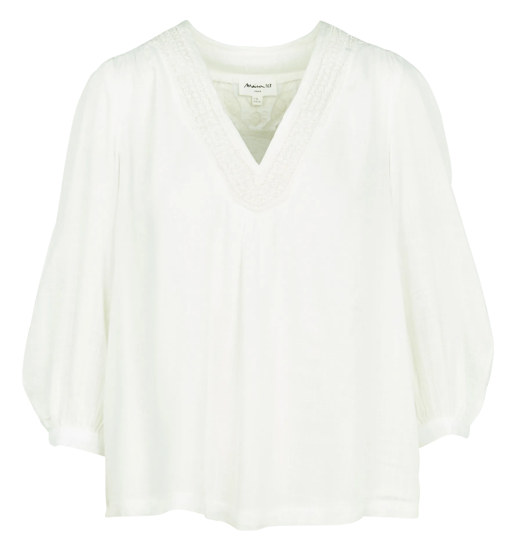 Besticktes Top aus Viskose Weiss TAYLOR