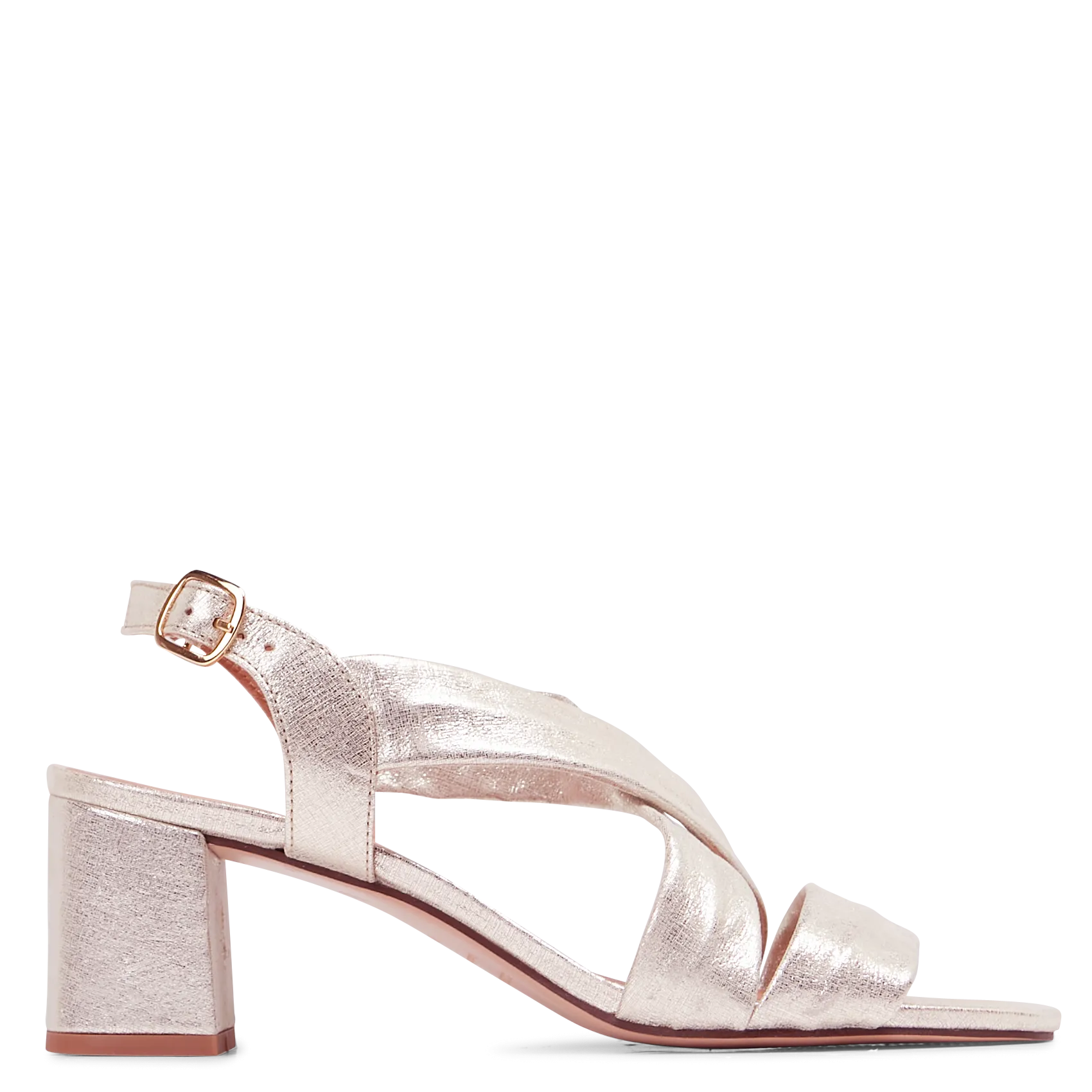 Sandalen aus Metallic-Leder mit Absatz Golden VIZZO