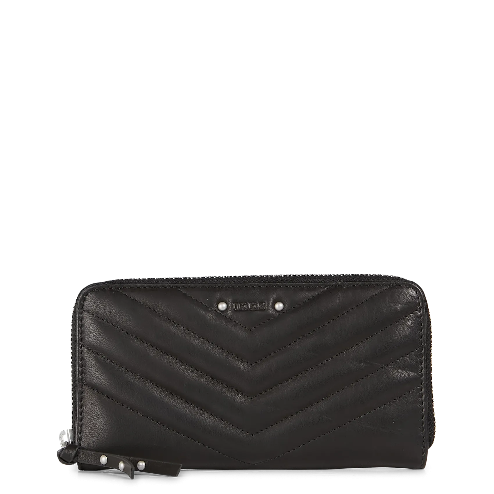 Brieftasche aus gestepptem Leder Schwarz