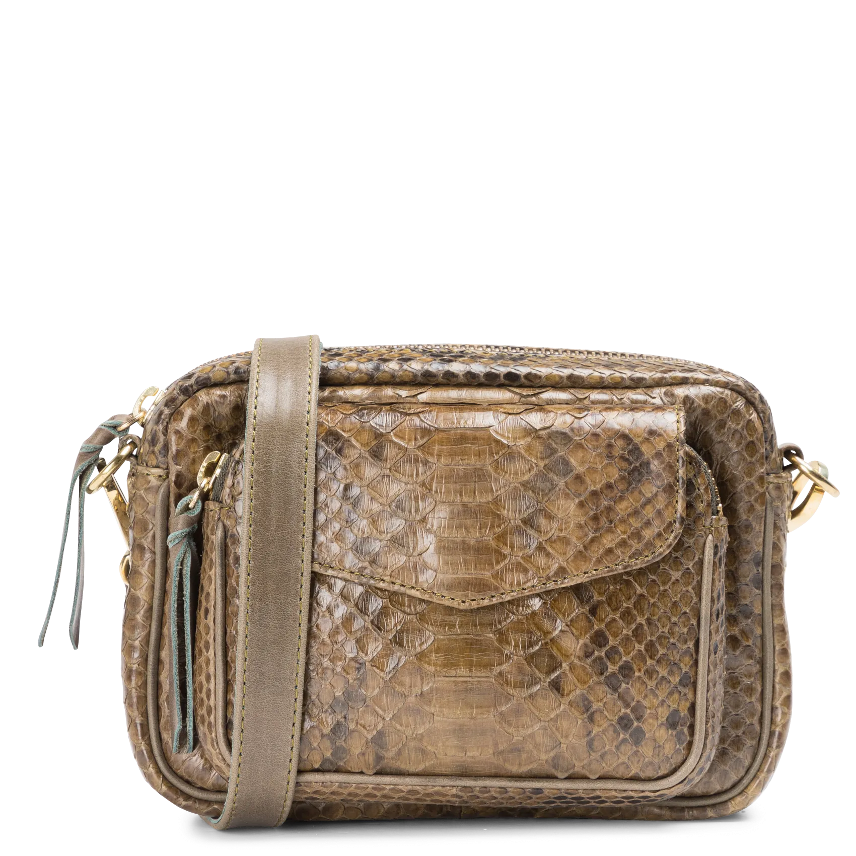 Umhängetasche aus Pythonleder Khaki BABY CHARLY