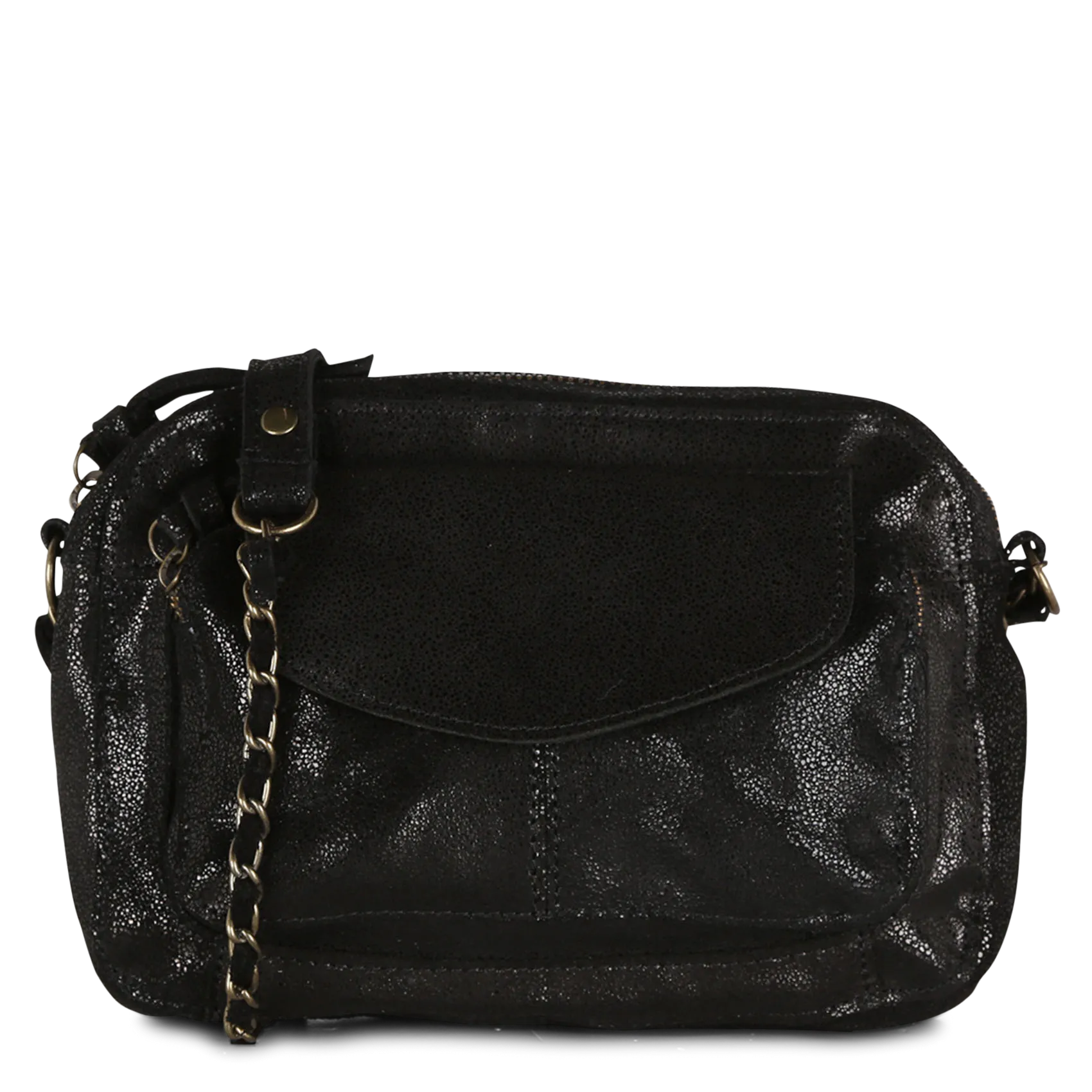 Umhängetasche aus Leder Schwarz NAINA