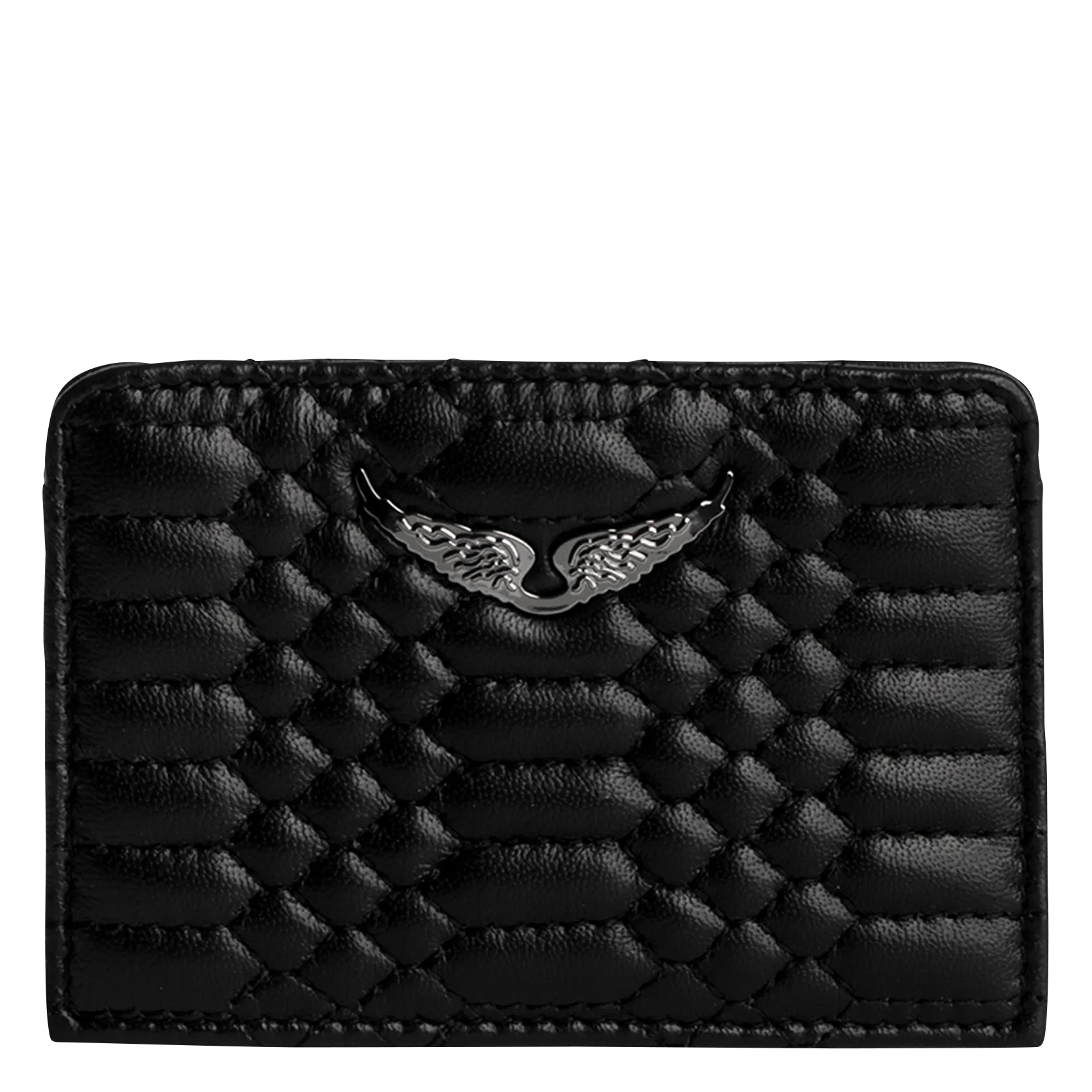 Gestepptes Mini-Kartenetui aus Leder Schwarz ZV PASS