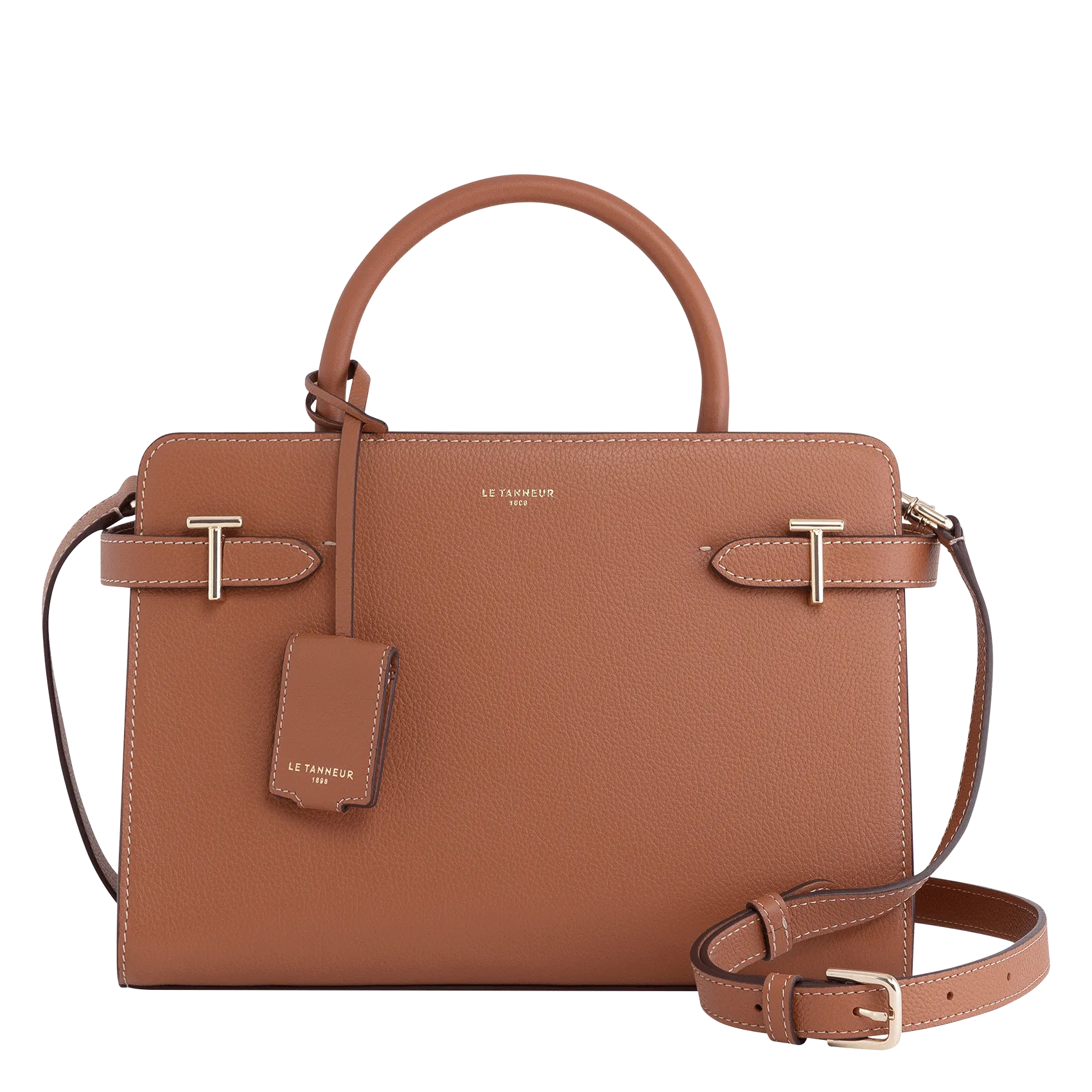 Handtasche aus genarbtem Leder Braun EMILIE