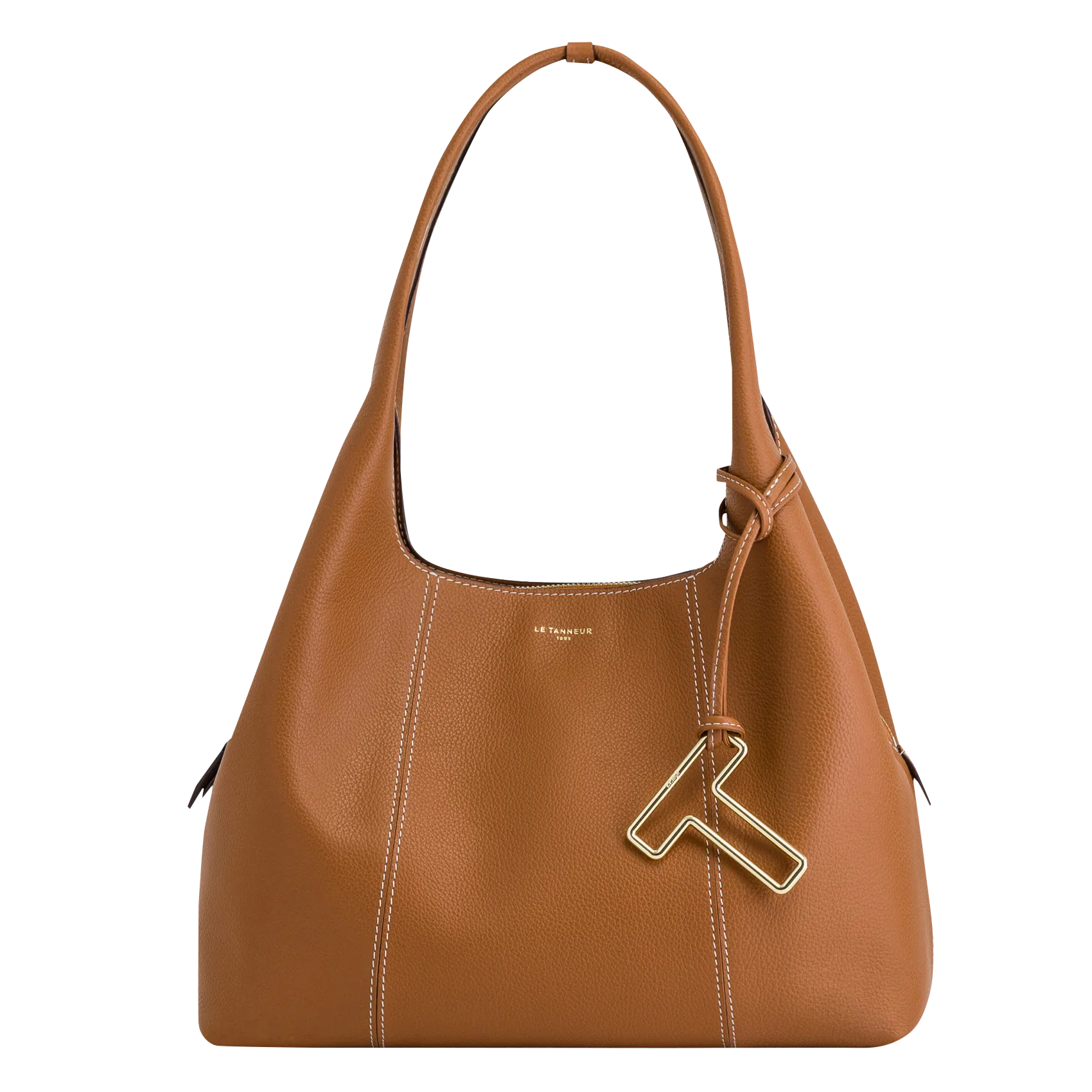 Schultertasche aus genarbtem Leder Braun JULIETTE